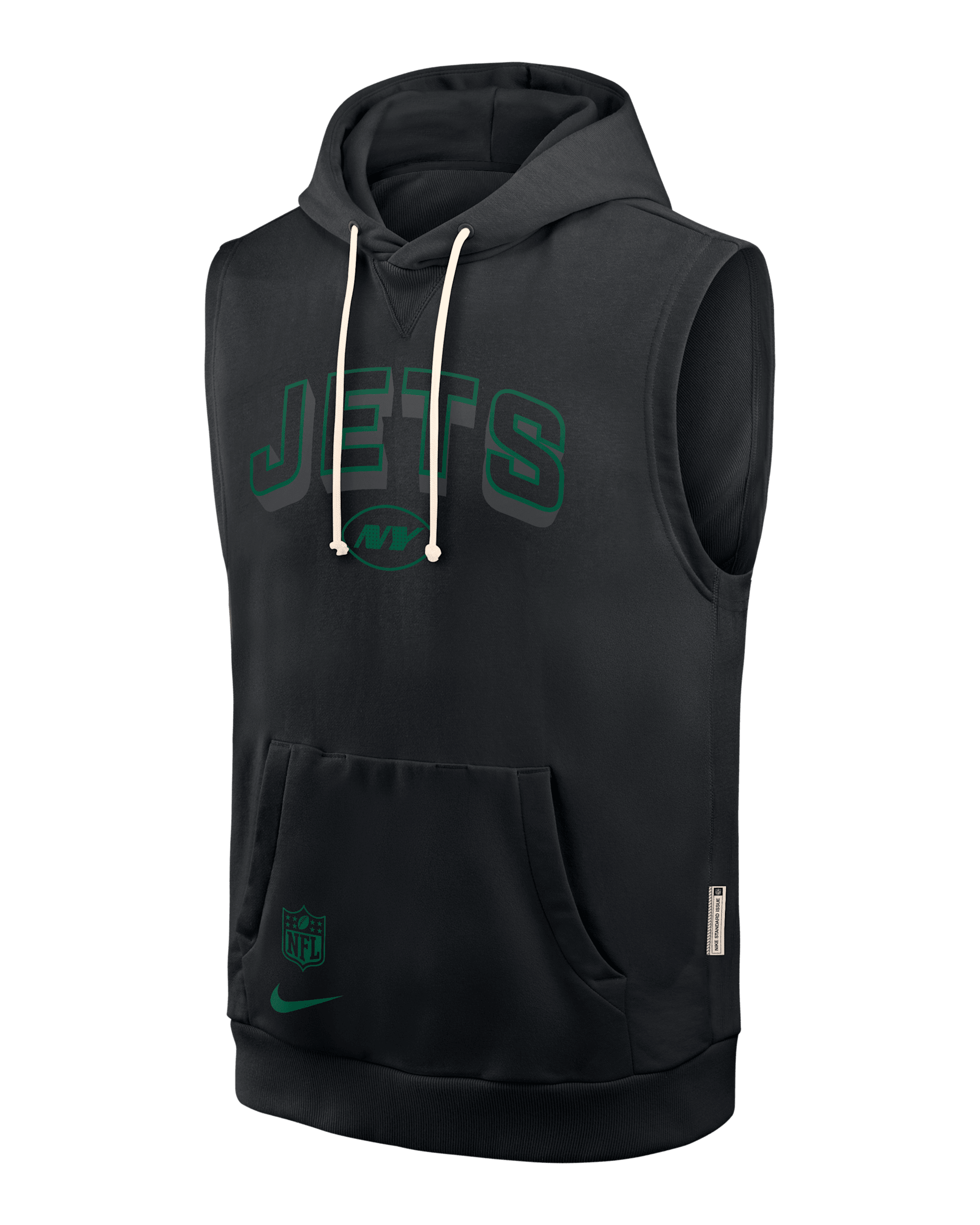 Sudadera con gorro sin cierre sin mangas Nike Dri-FIT de la NFL para hombre New York Jets Sideline - Negro