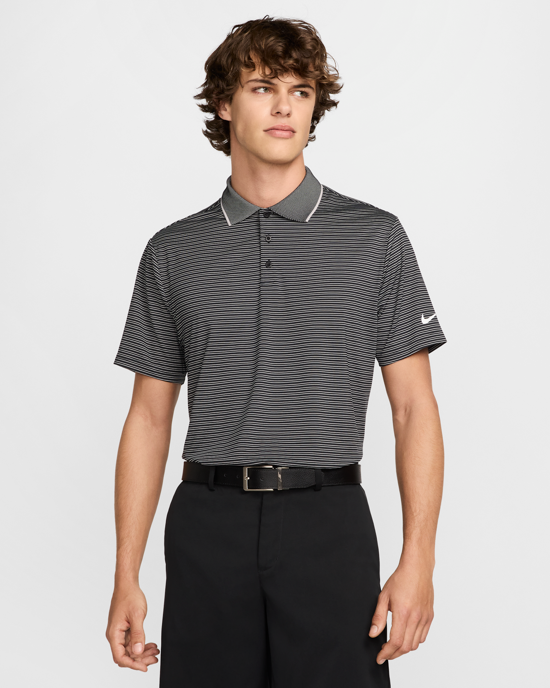 Nike Tour Men's Dri-FIT Striped Golf Polo - Black/White