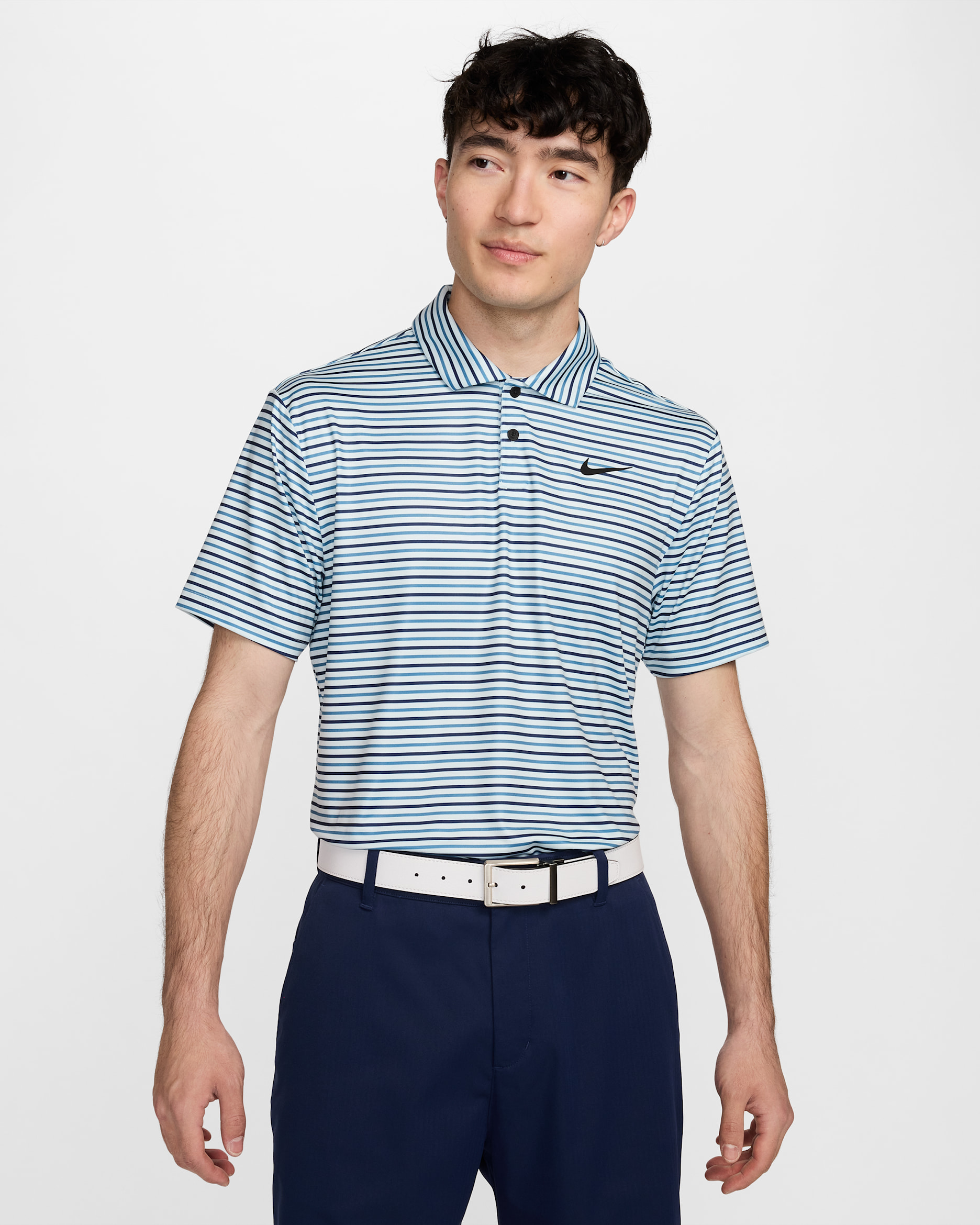 Nike Tour Men's Dri-FIT Striped Golf Polo - Glacier Blue/Black