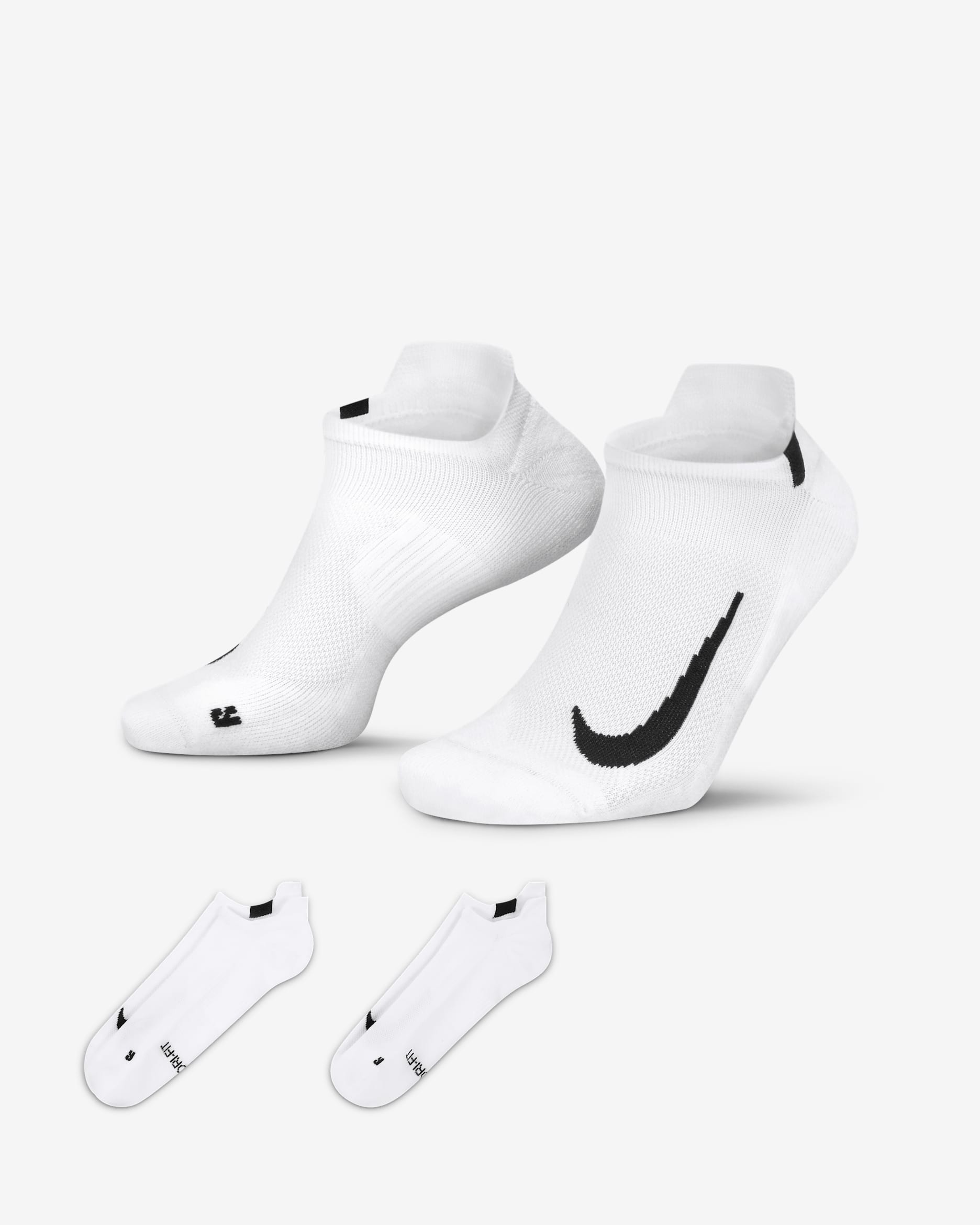 Nike Multiplier Running No-Show-Laufsocken (2 Paar) - Weiß/Schwarz