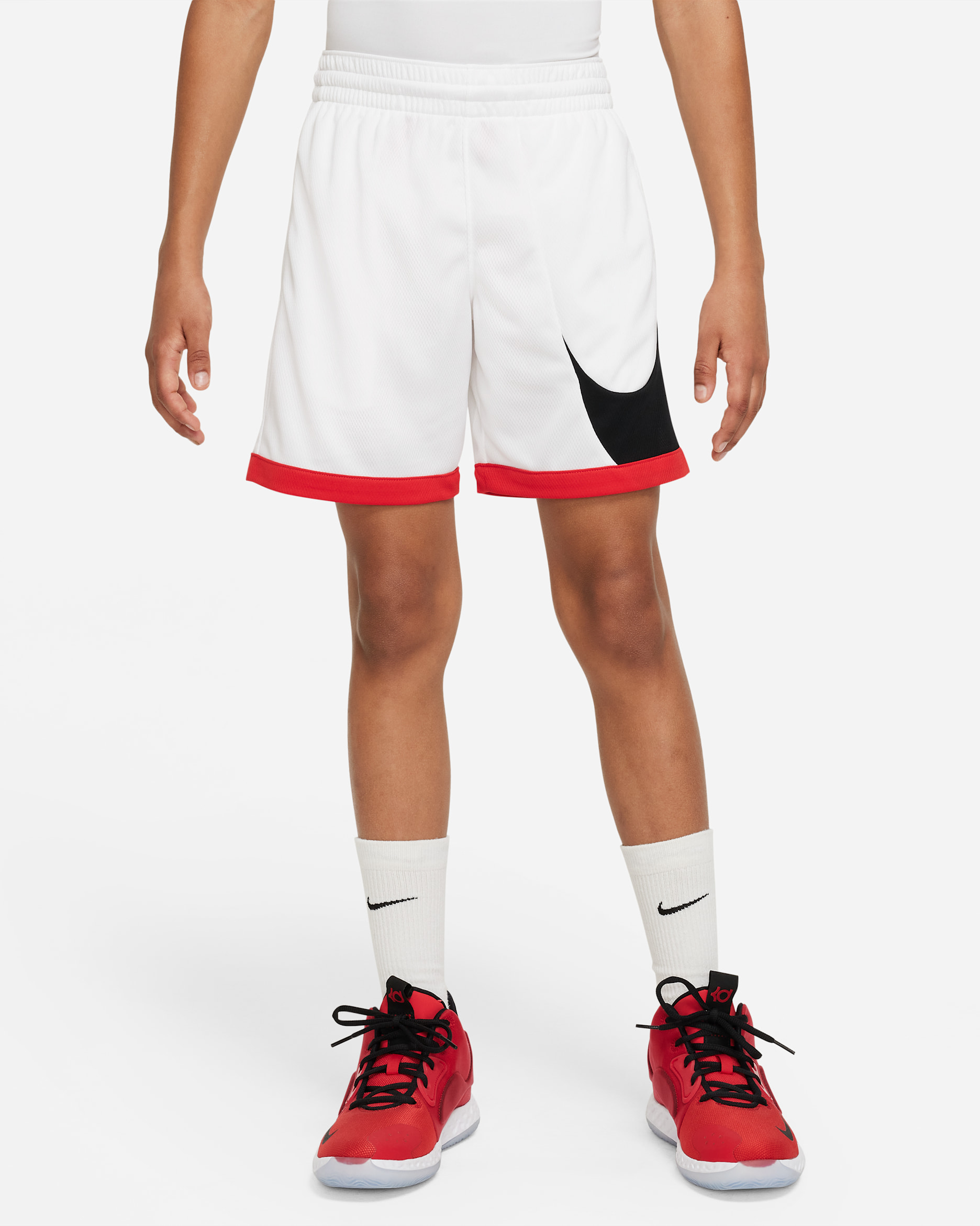 Nike Dri-FIT Older Kids' (Boys') Basketball Shorts - White/University Red/University Red/Black