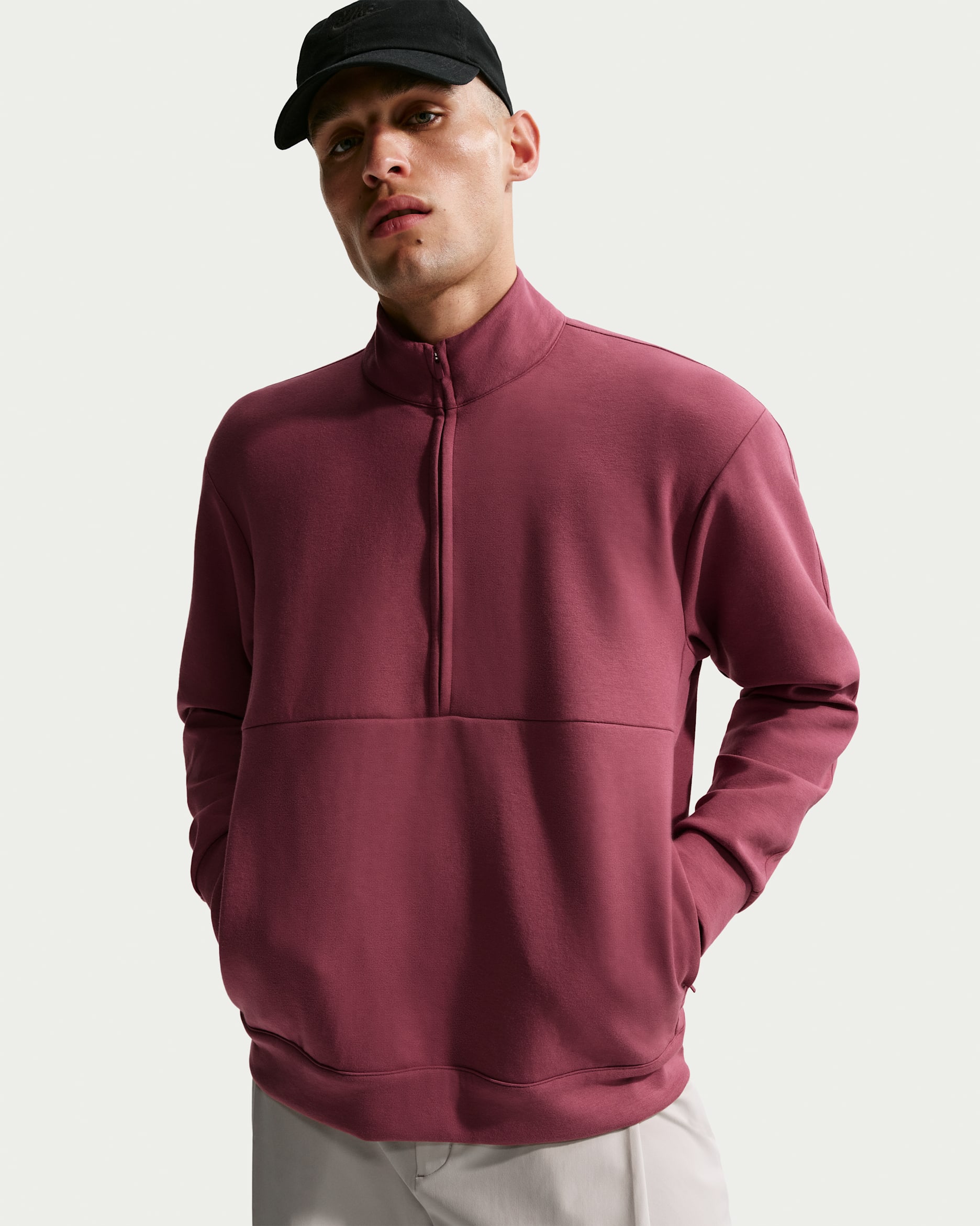 Nike 24.7 ImpossiblySoft Men's Dri-FIT 1/2-Zip Top - Pink Smoke/Light Boulder