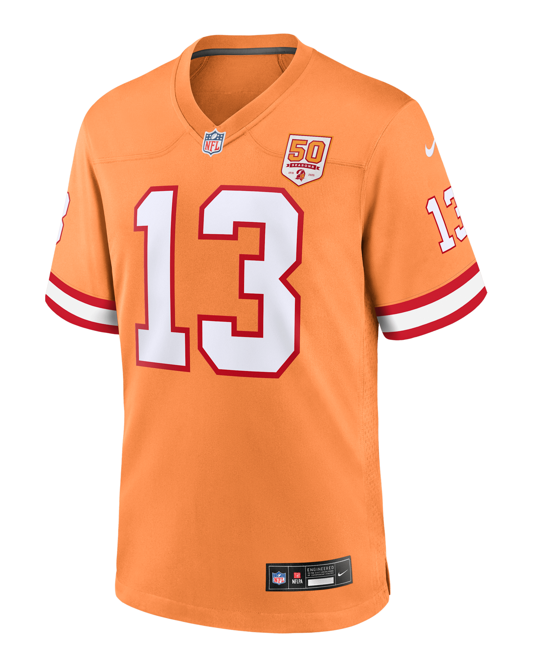 Jersey Nike de la NFL Game para hombre Mike Evans Tampa Bay Buccaneers 50th Anniversary - Naranja