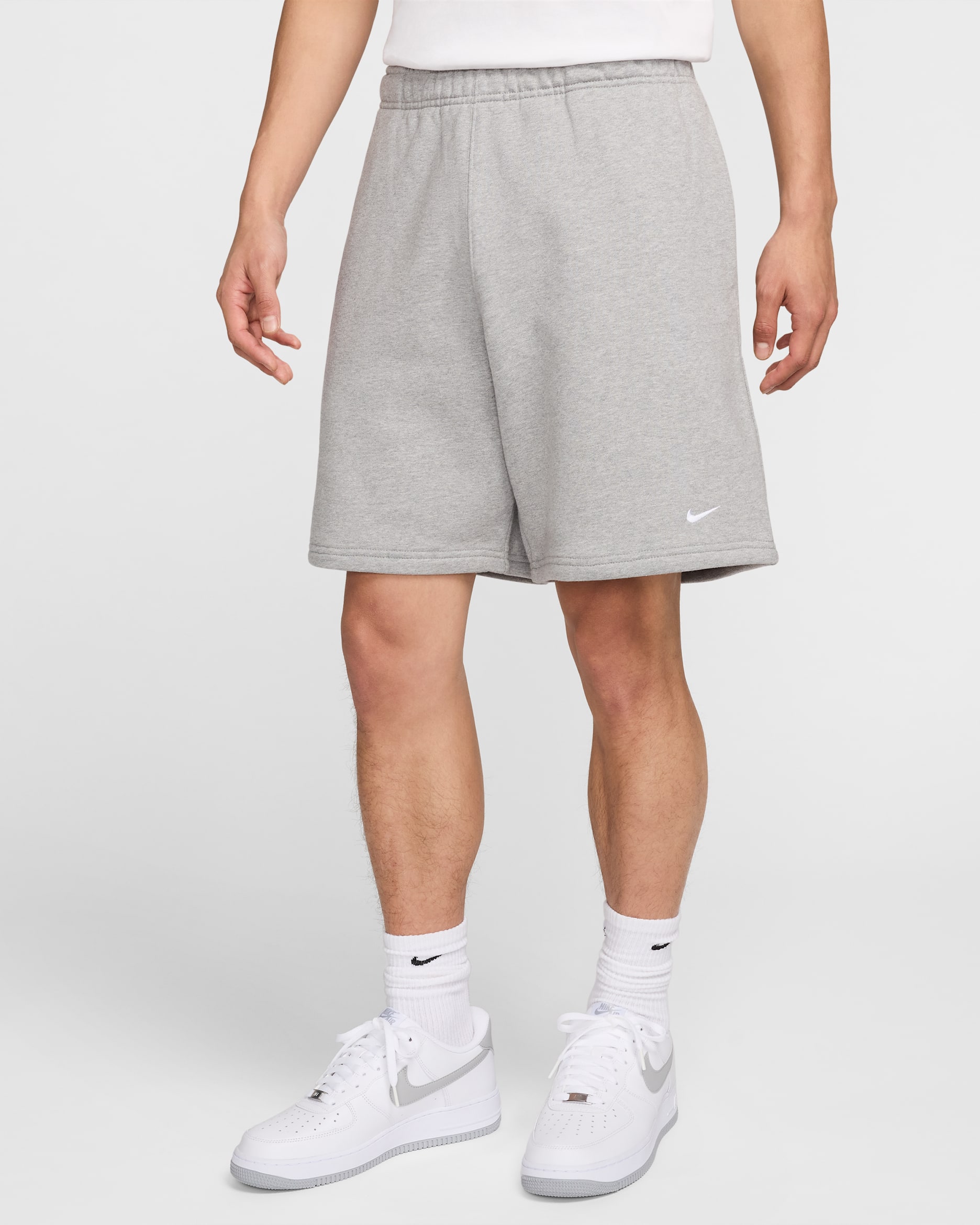 Nike Solo Swoosh Fleece 短褲 - Dark Grey Heather/白色