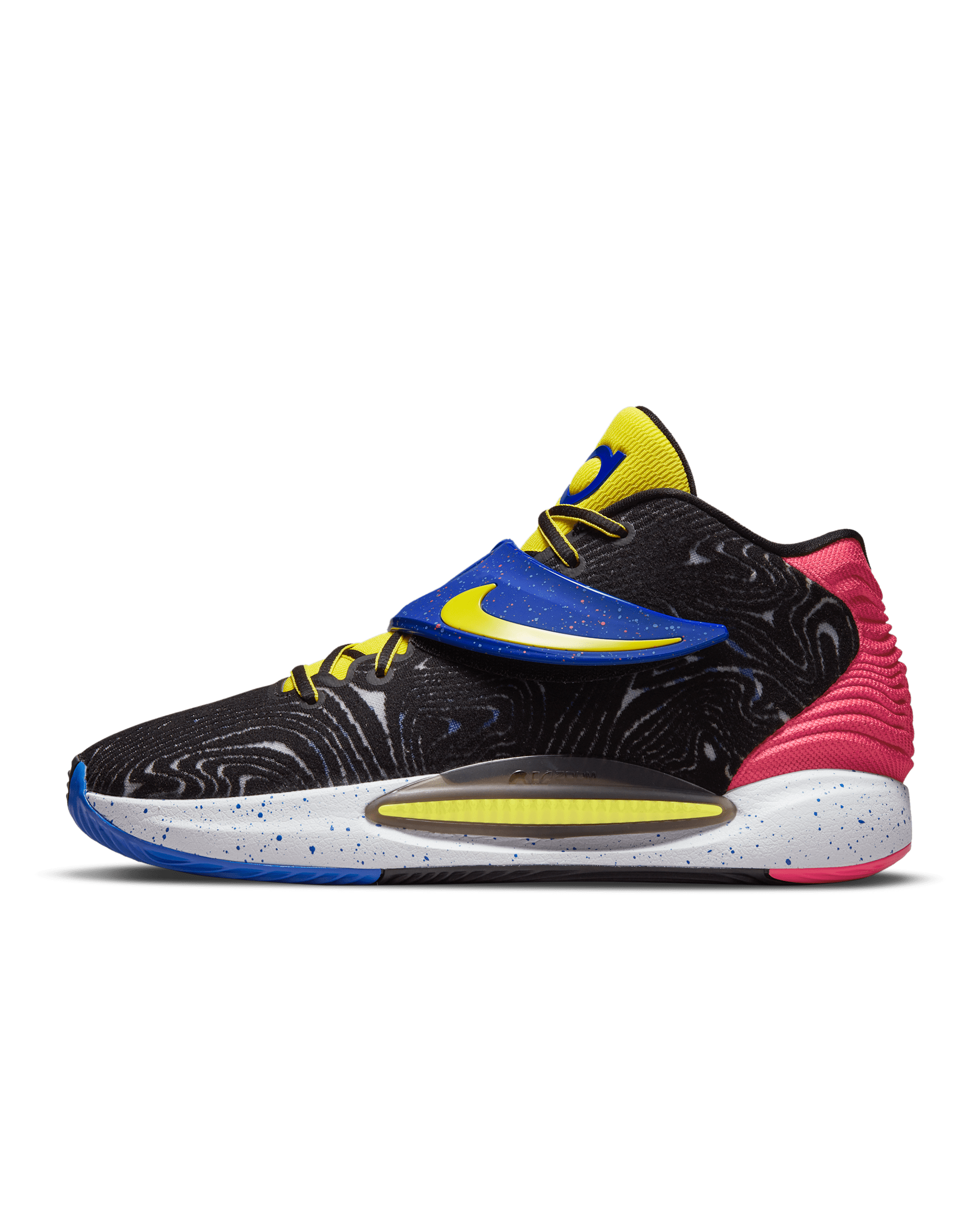 KD14 EP Basketball Shoes - Black/White/Yellow Strike/Fusion Red