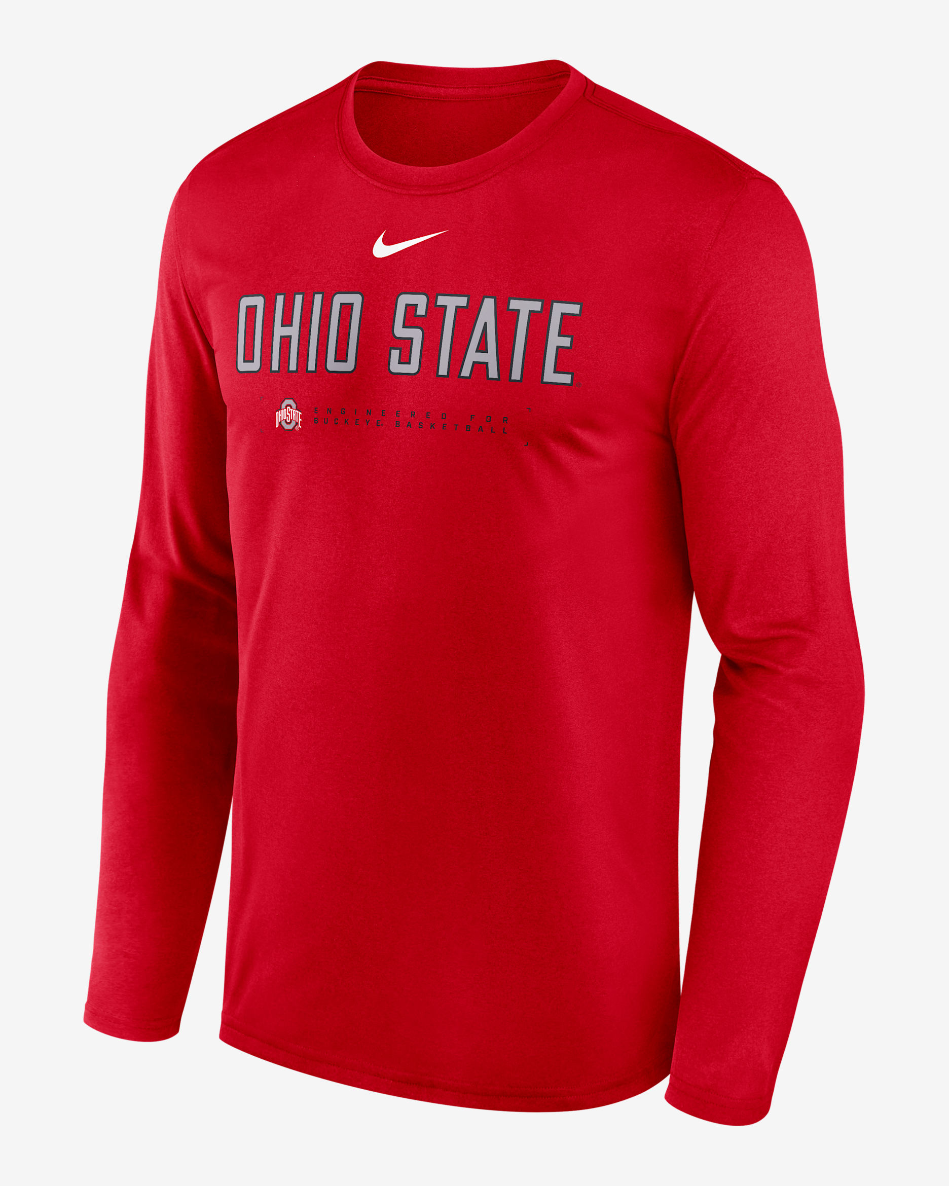 Ohio State Courtside Basketball Shootaround Legend Men's Nike Dri-FIT College Long-Sleeve T-Shirt - Scarlet