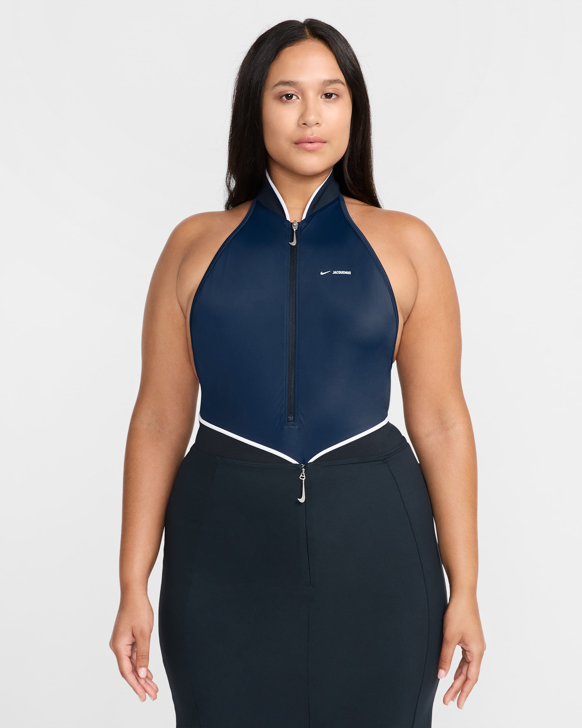 Nike x Jacquemus Women's High-Neck 1-Piece Swimsuit - Dark Obsidian/Silver