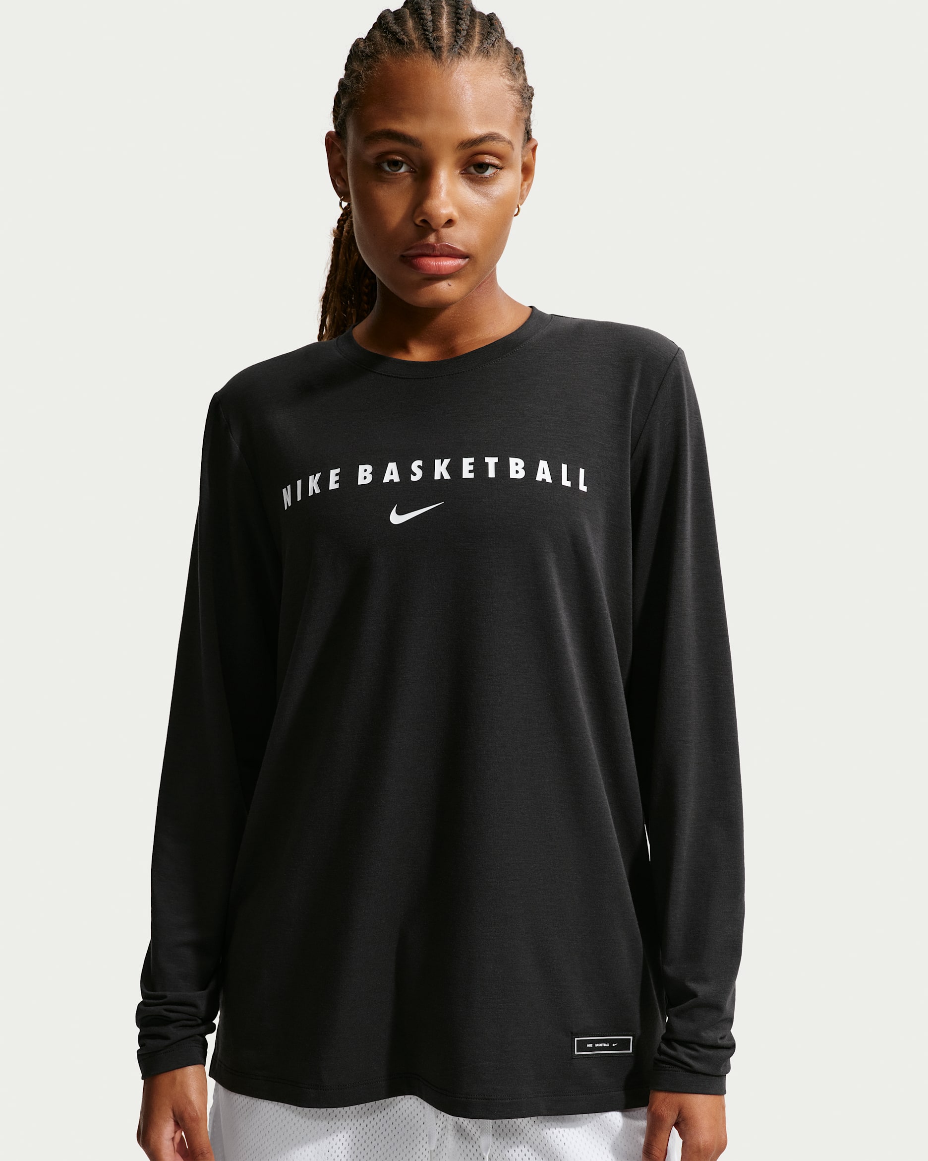 Damska koszulka rozgrzewkowa do koszykówki z długim rękawem Dri-FIT Nike - Czerń/Biel