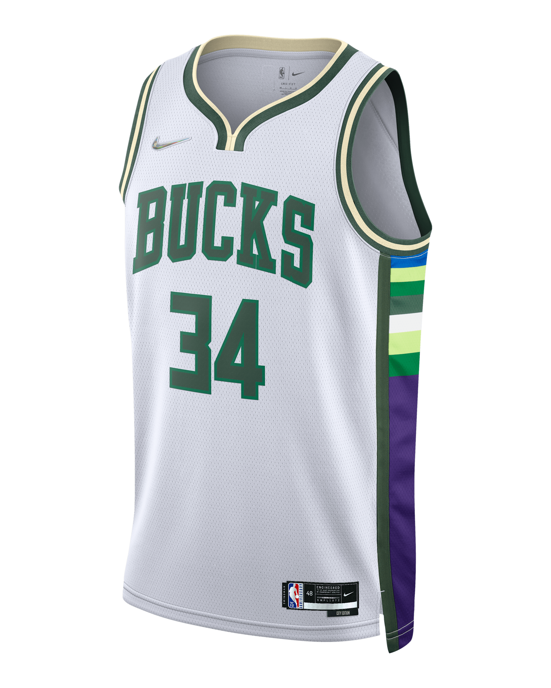 Milwaukee Bucks City Edition Nike Dri-FIT NBA Swingman Jersey - White