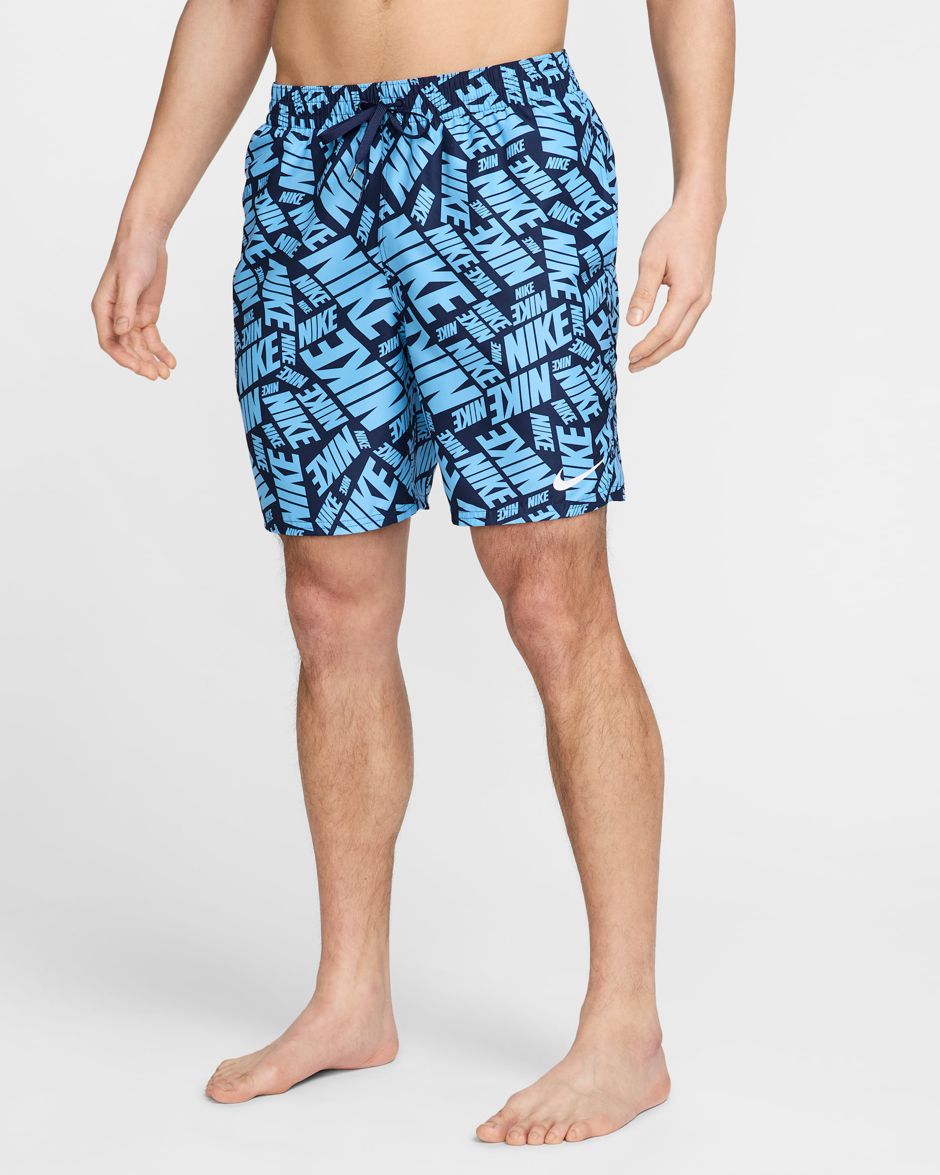 Shorts de vóleibol con forro de ropa interior de 18 cm para hombre Nike Swim Breaker - Azul universitario/Azul marino medianoche/Blanco