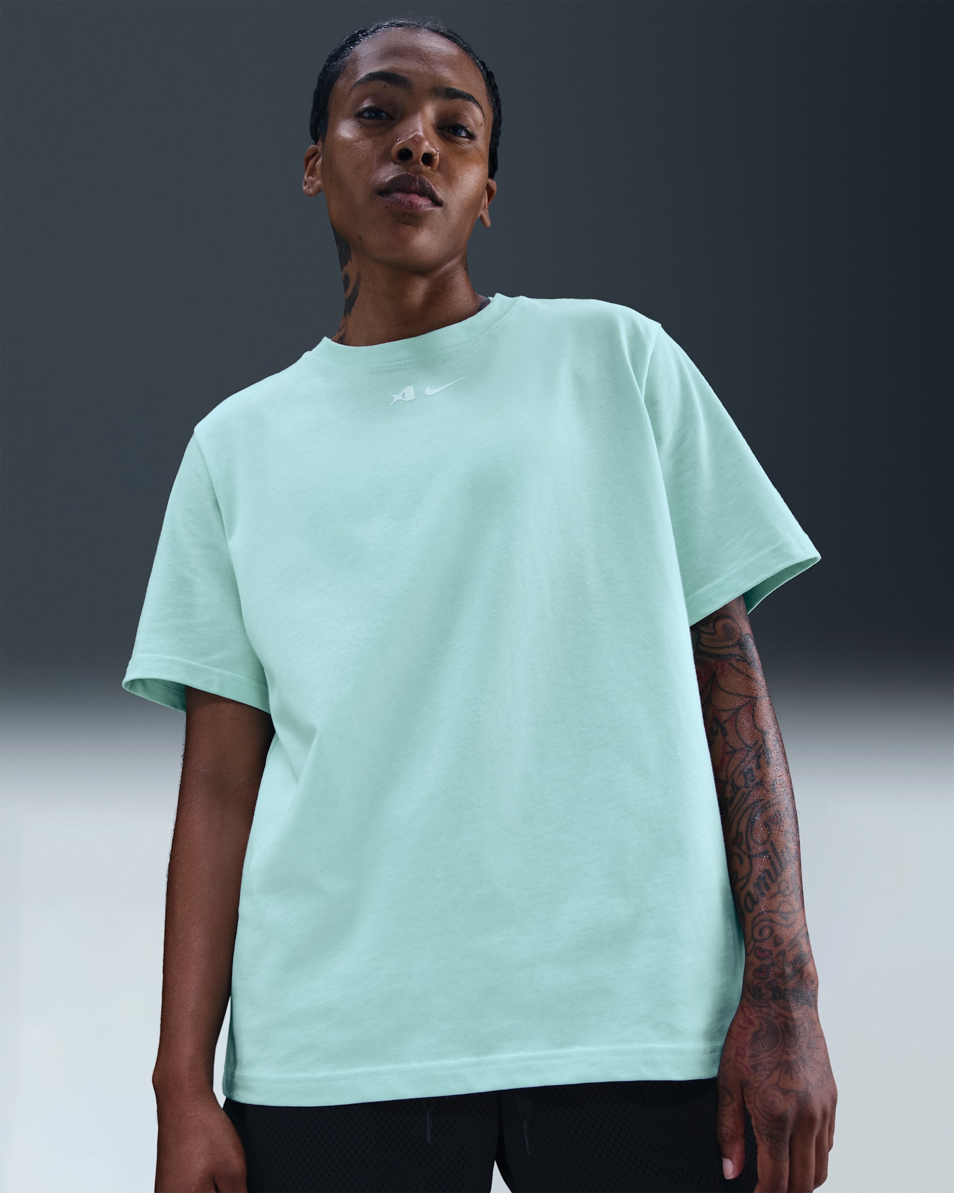 A'ja Wilson Women's Loose Short-Sleeve T-Shirt - Jade Ice/White