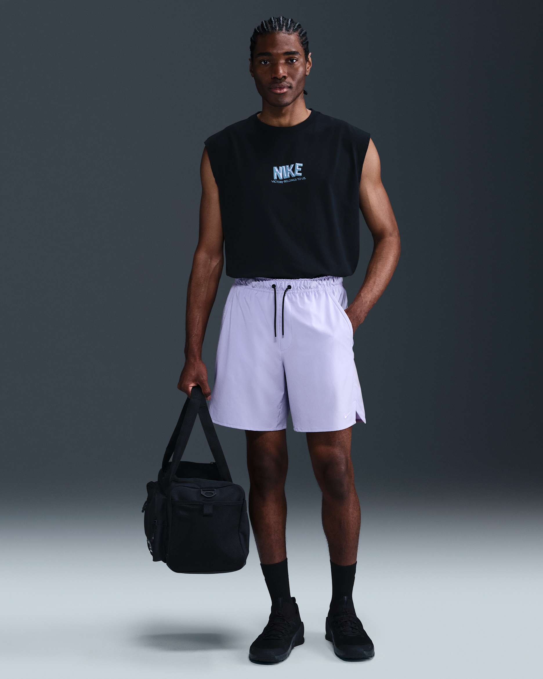 Nike Unlimited Men's Dri-FIT 7" Unlined Versatile Shorts - Hydrangeas/Black/Hydrangeas