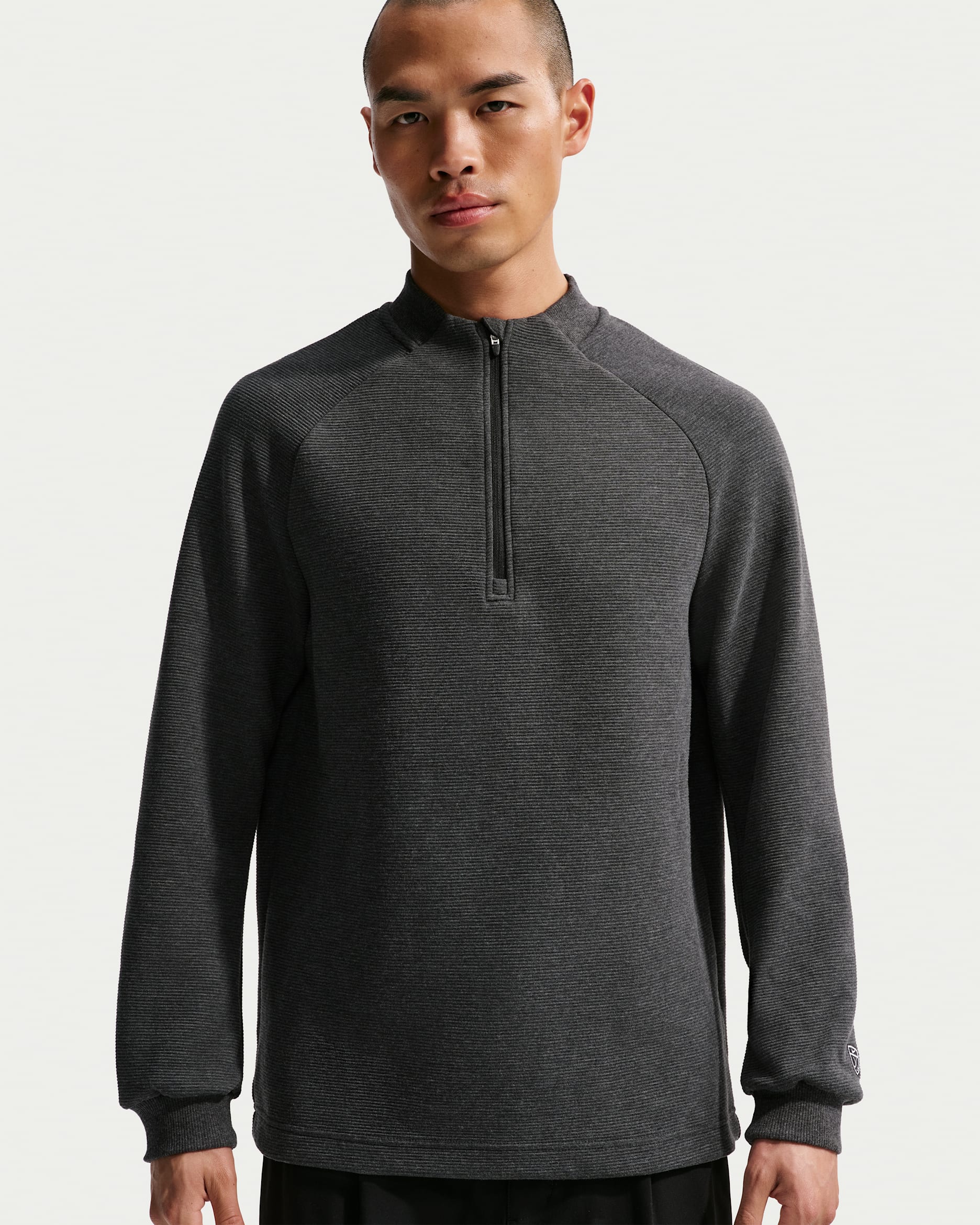 나이키 파 남성 써마 핏 하프집 골프 탑 - 블랙/화이트/블랙/블랙