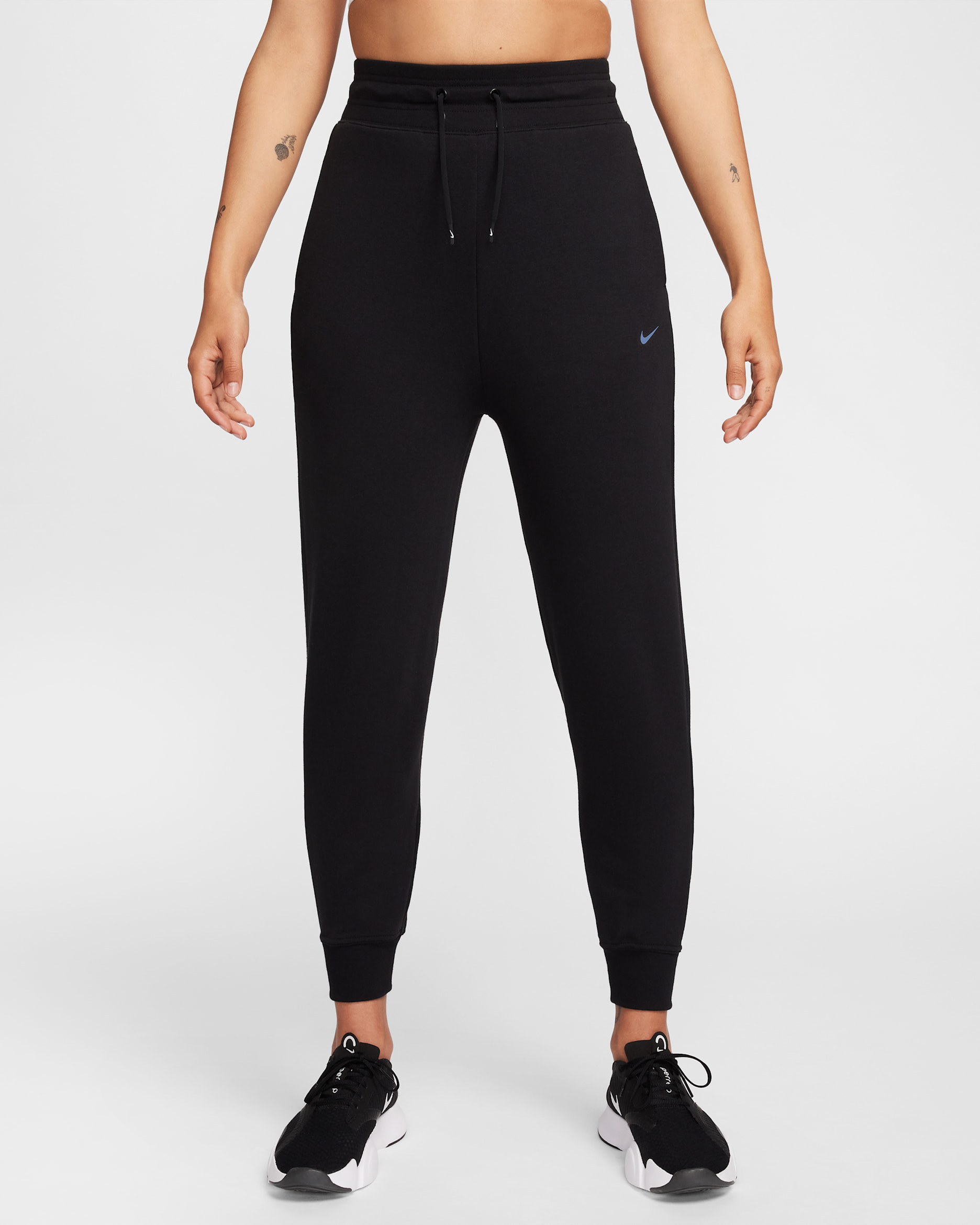 Nike Dri-FIT One Women's High-Waisted 7/8 French Terry Joggers - Black/White