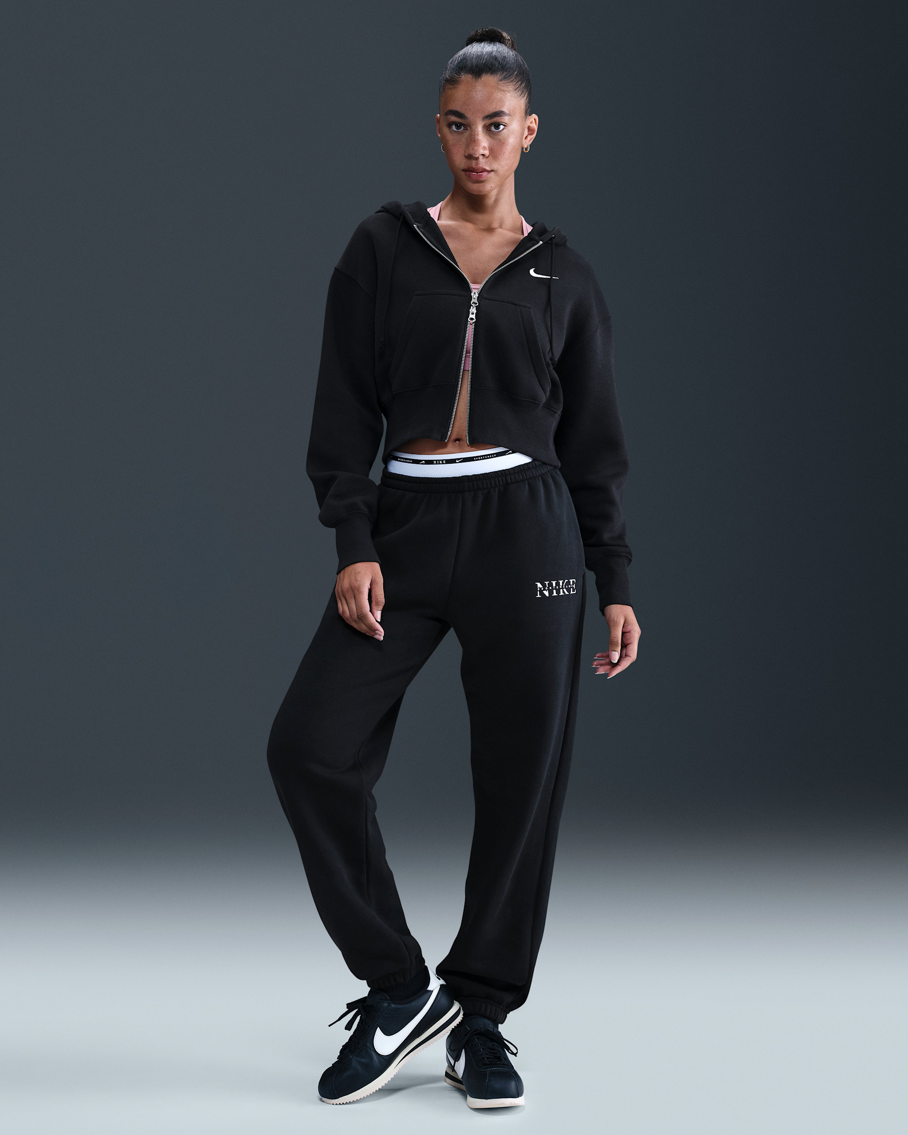 Nike Sportswear Phoenix Fleece Women's High-Waisted Tracksuit Bottoms - Black