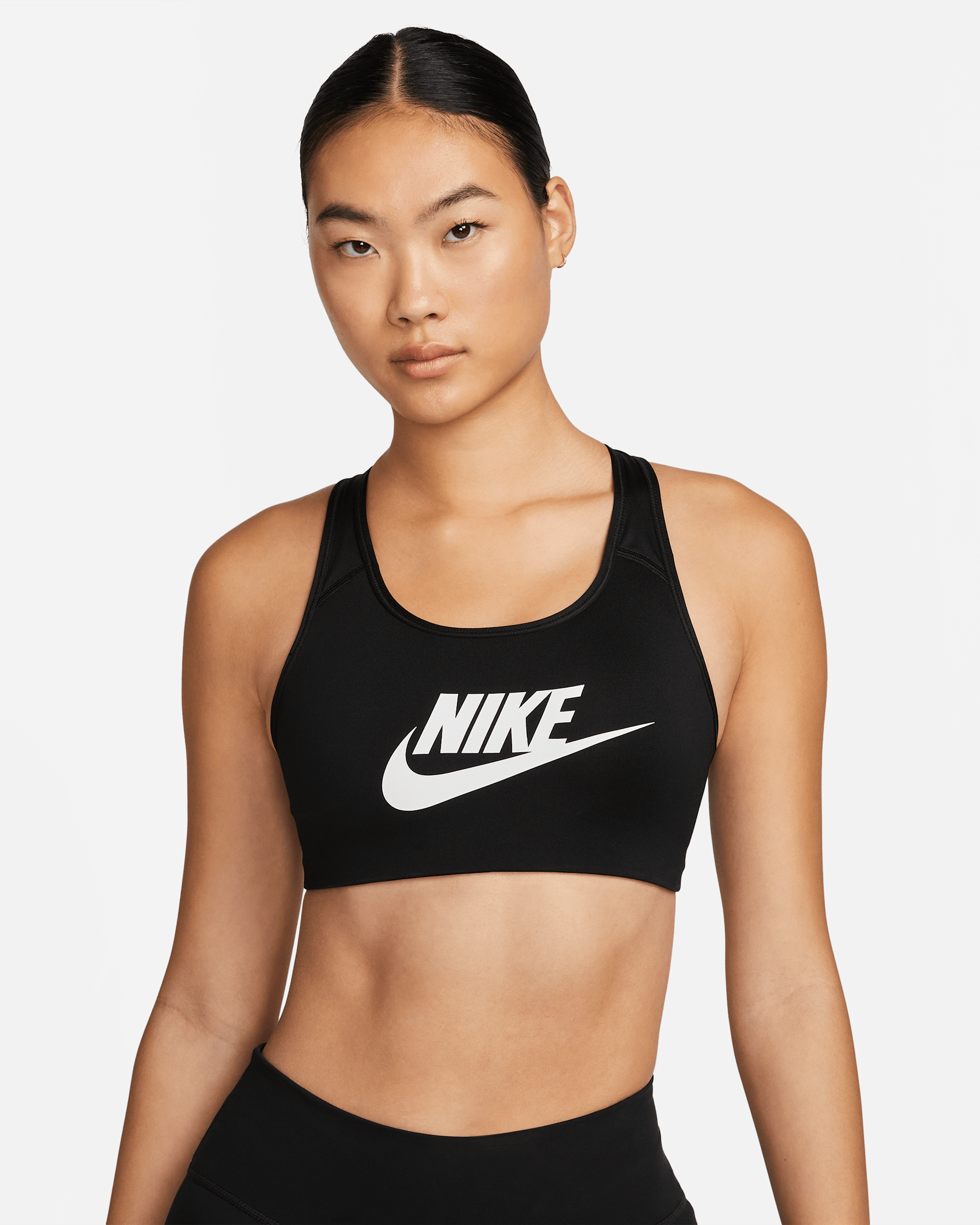 Nike Swoosh Women's Medium-Support Sports Bra - Black/White
