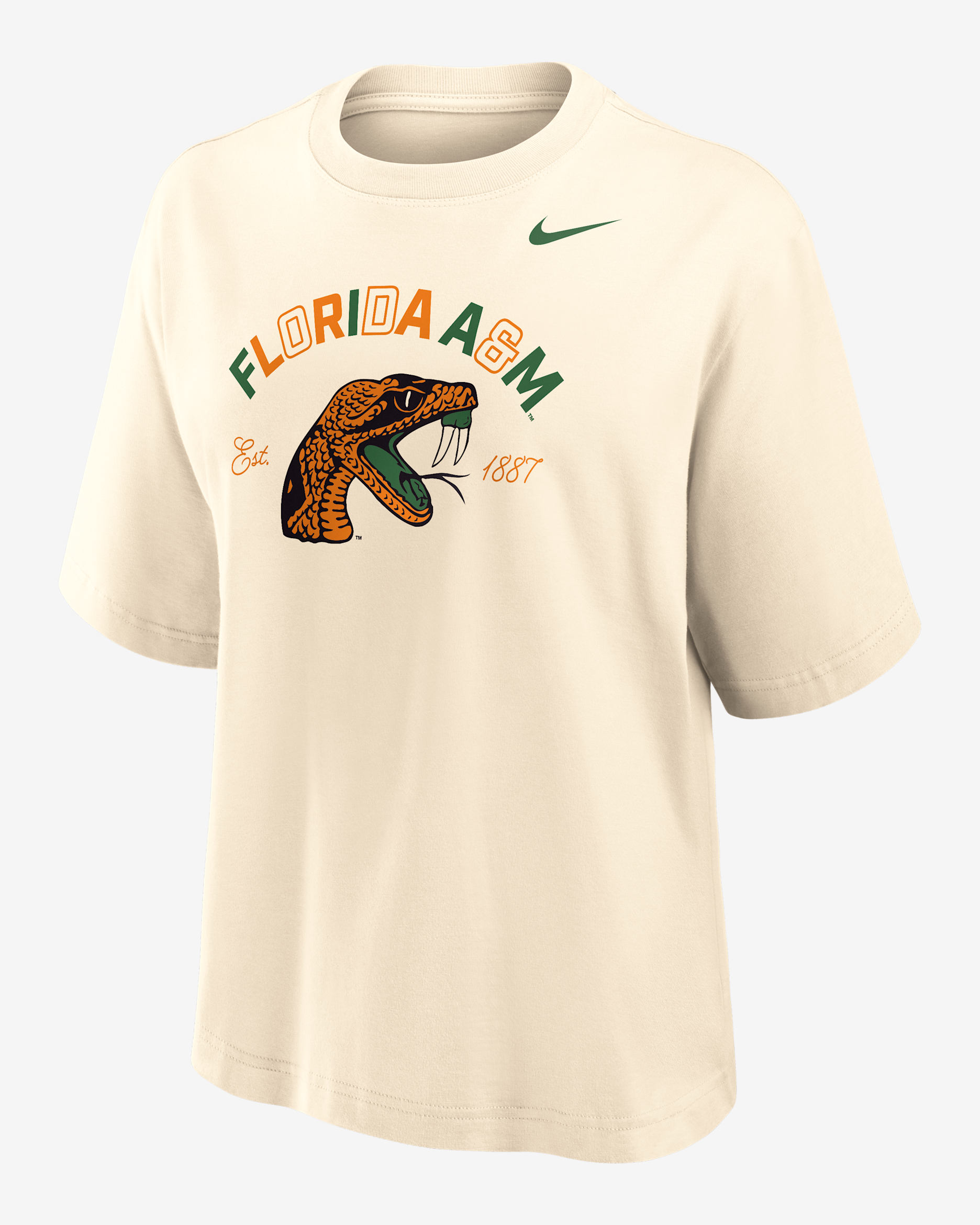 Nike College (Florida A&M University) Women's Boxy Cotton T-Shirt - Natural