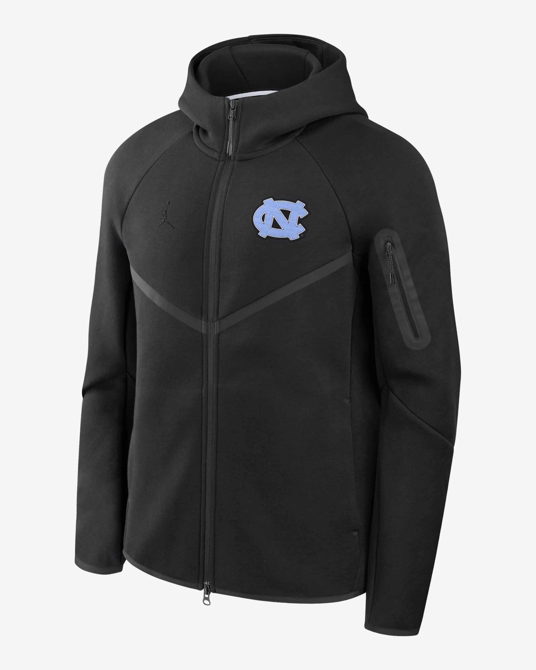 North Carolina Tech Fleece Windrunner Men's Jordan Brand College Full-Zip Hooded Jacket - Black