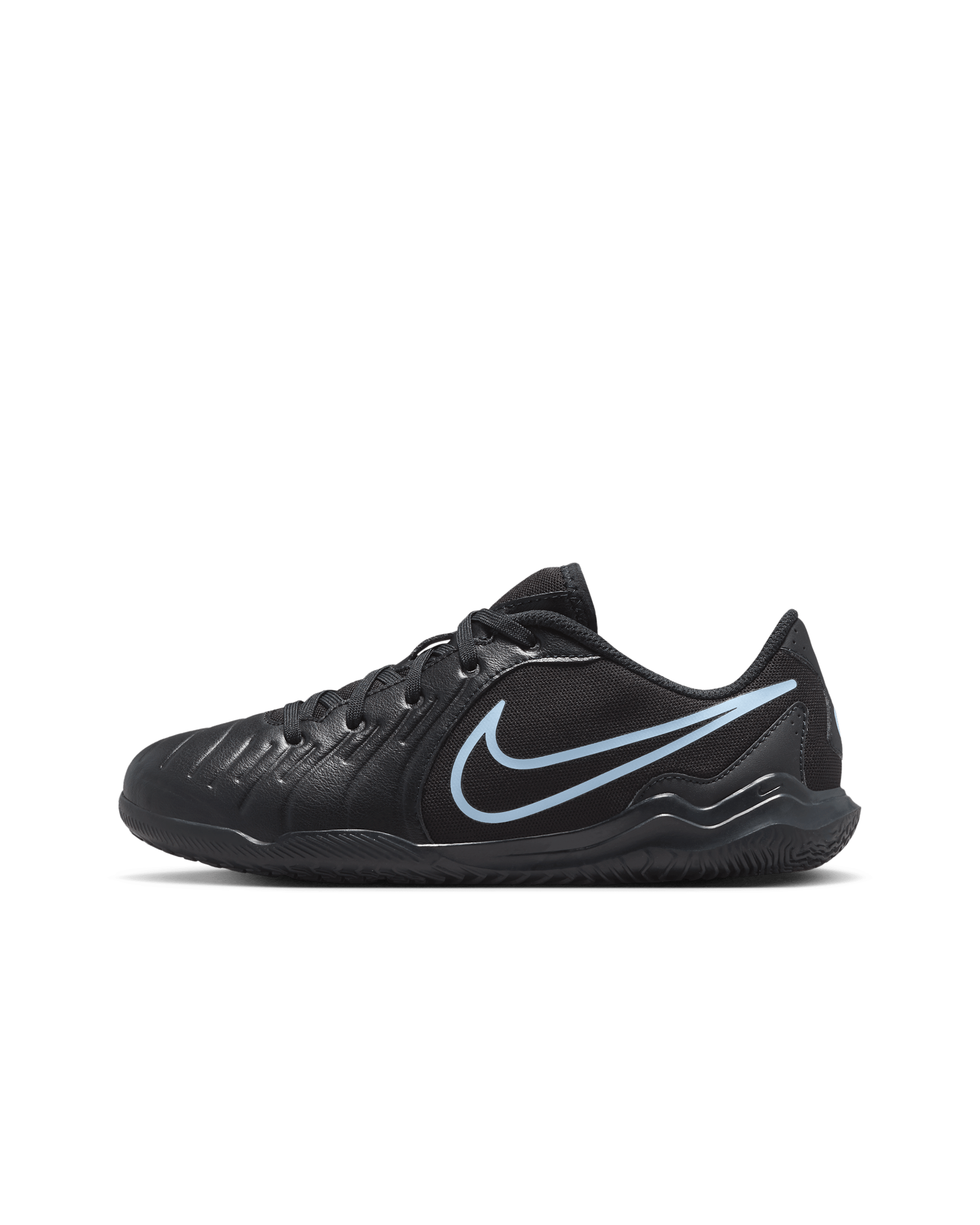 Nike Jr. Tiempo Legend 10 Club Little/Big Kids' Indoor/Court Low-Top Soccer Shoes - Black/Black