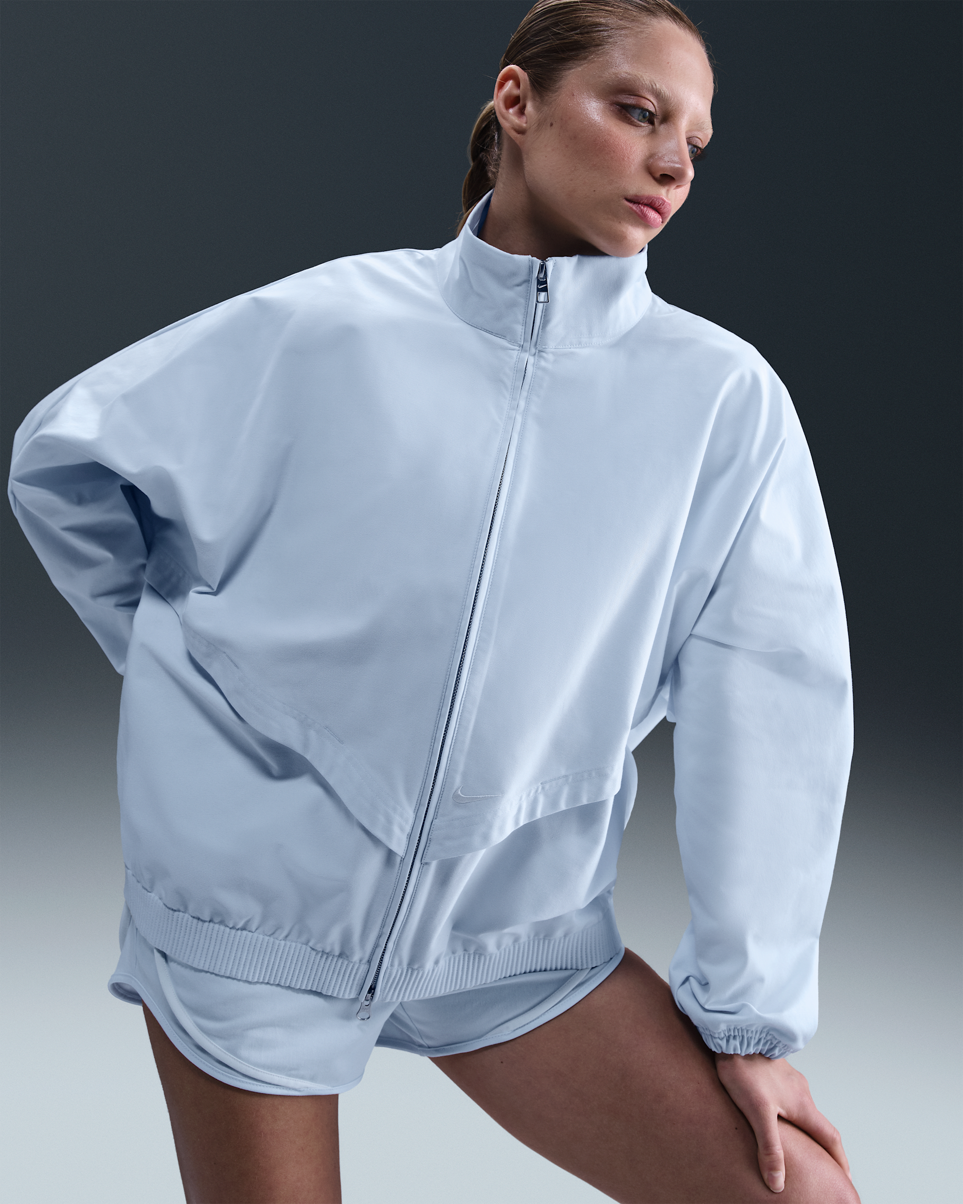 Nike Sportswear Collection Women's Oversized Windrunner Twill Jacket - Blue Tint/Blue Tint/Sail