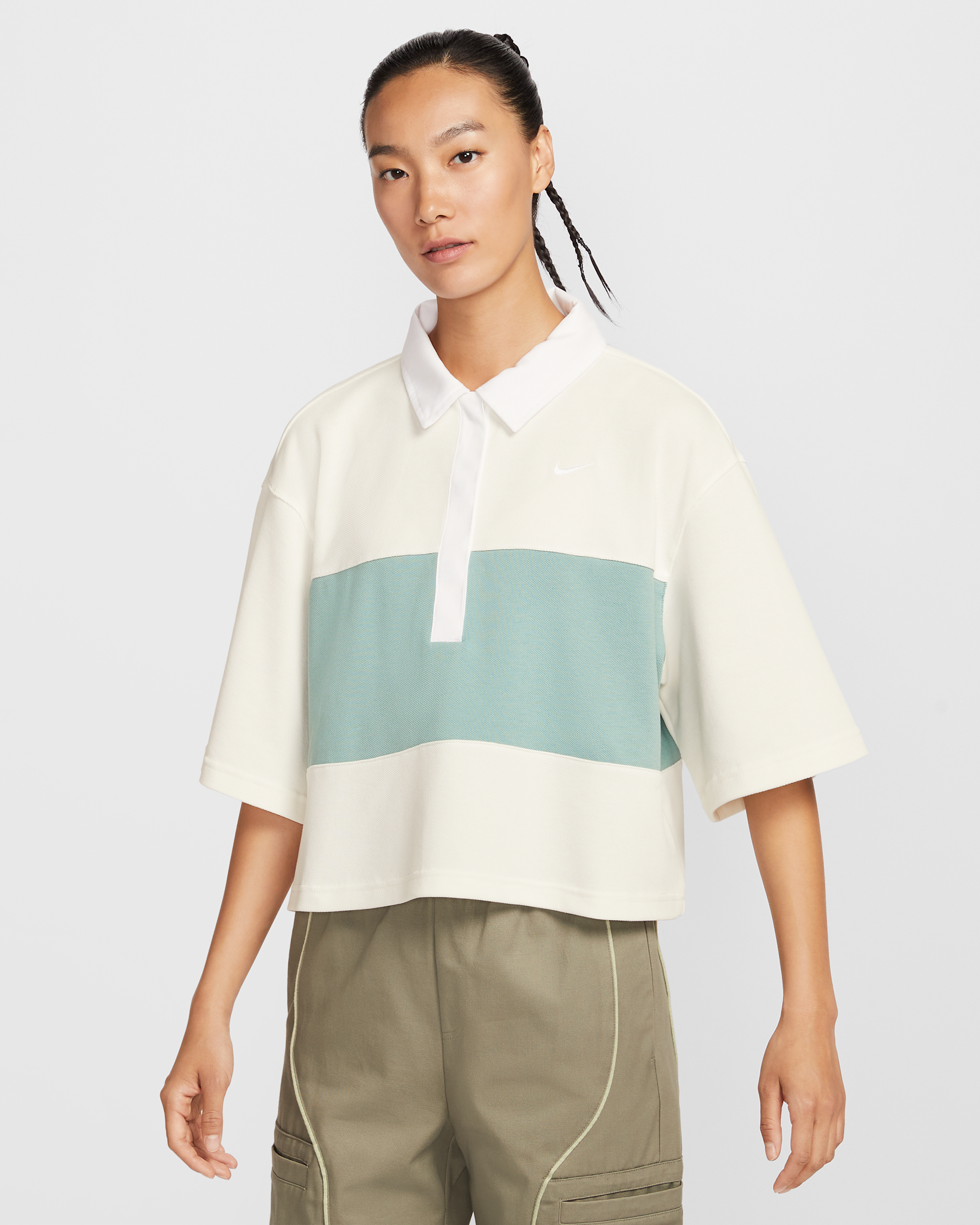 Nike Sportswear 女款寬版短袖有領衫 - Sail/Cannon/白色/白色