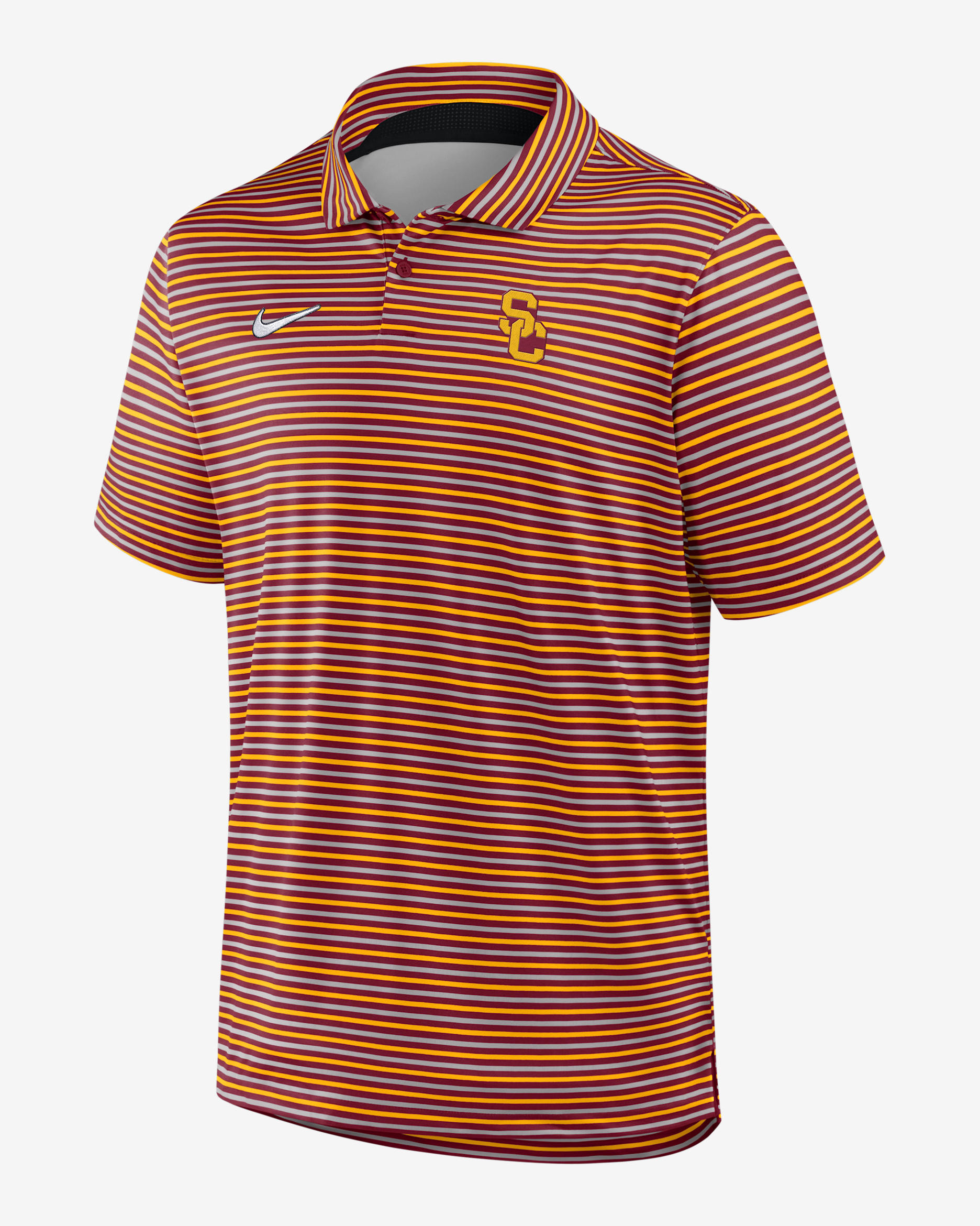Polo universitario Nike Dri-FIT para hombre USC Tour Stripe - Rojo cardenal