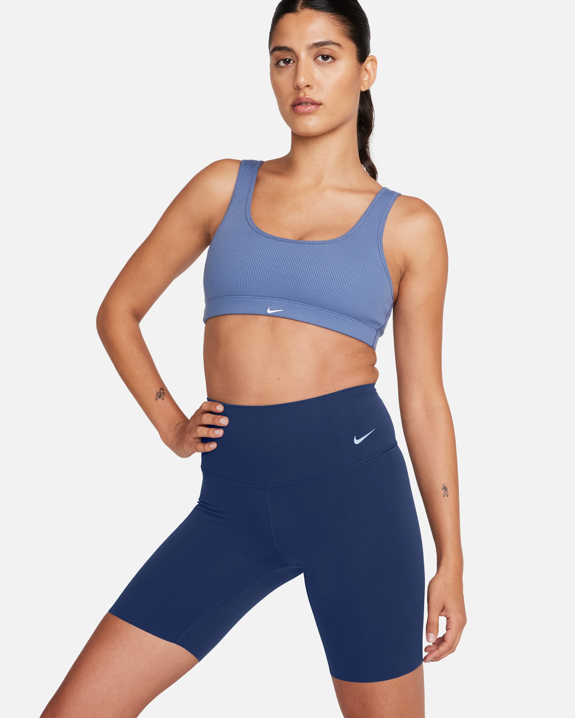 Shorts de ciclismo de tiro alto de 20 cm para mujer Nike Zenvy - Azul marino medianoche/Negro