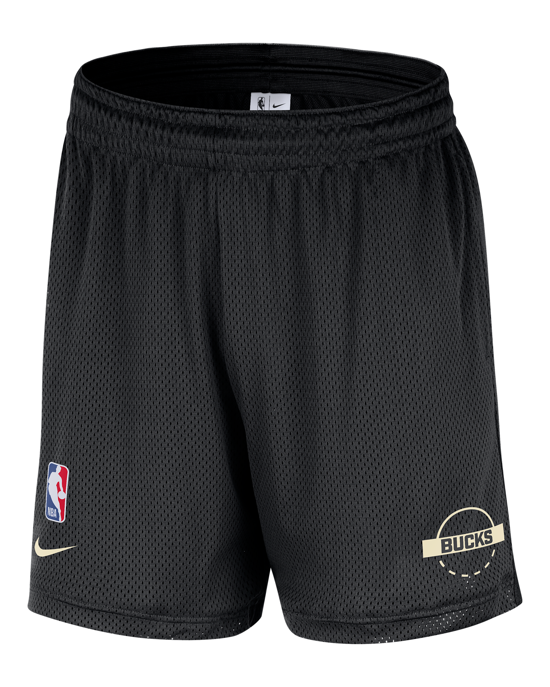 Milwaukee Bucks Nike NBA-herenshorts met mesh - Zwart/Flat Opal