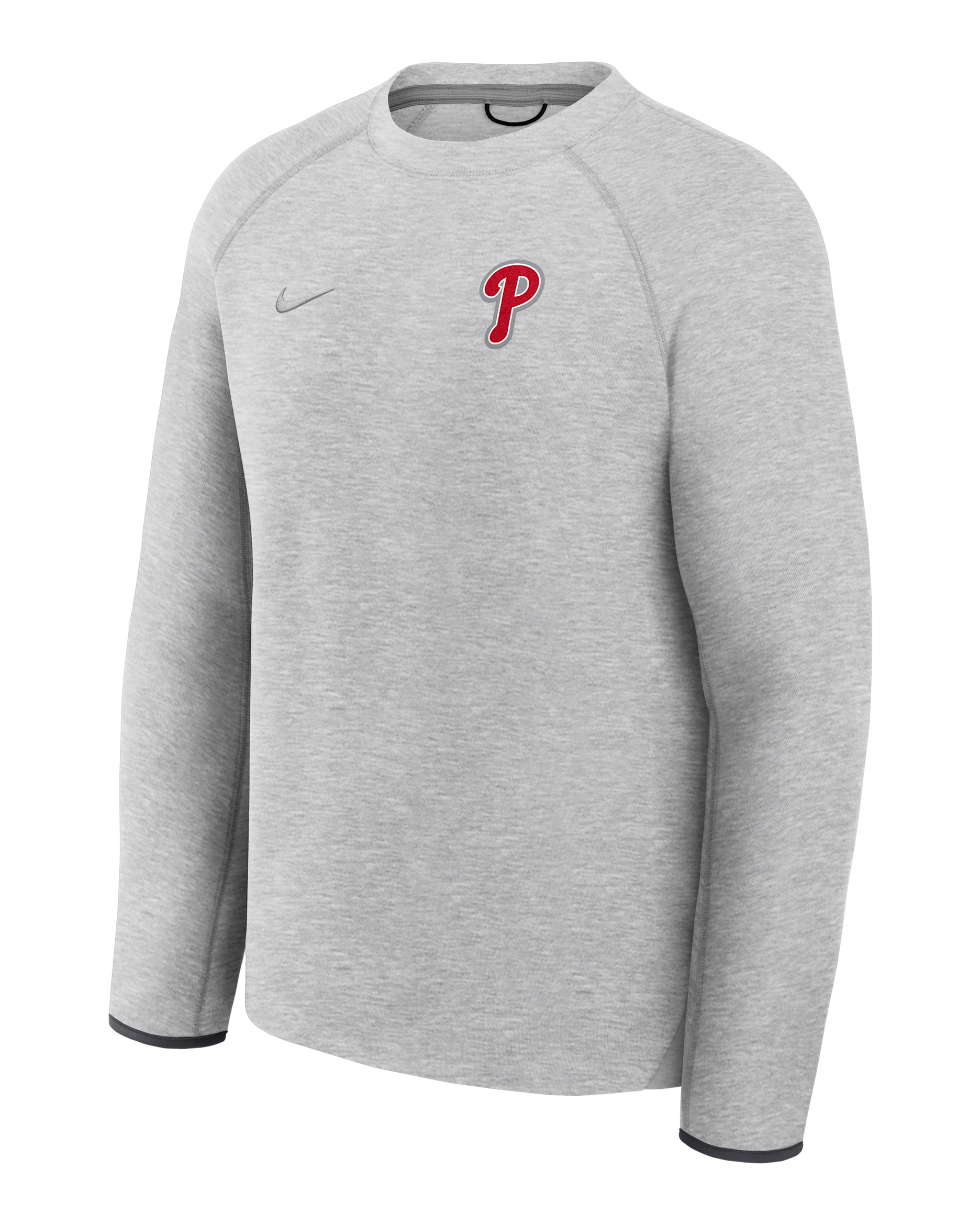 Sudadera de cuello redondo sin cierre Nike de la MLB para hombre Philadelphia Phillies Tech Fleece - Gris oscuro jaspeado