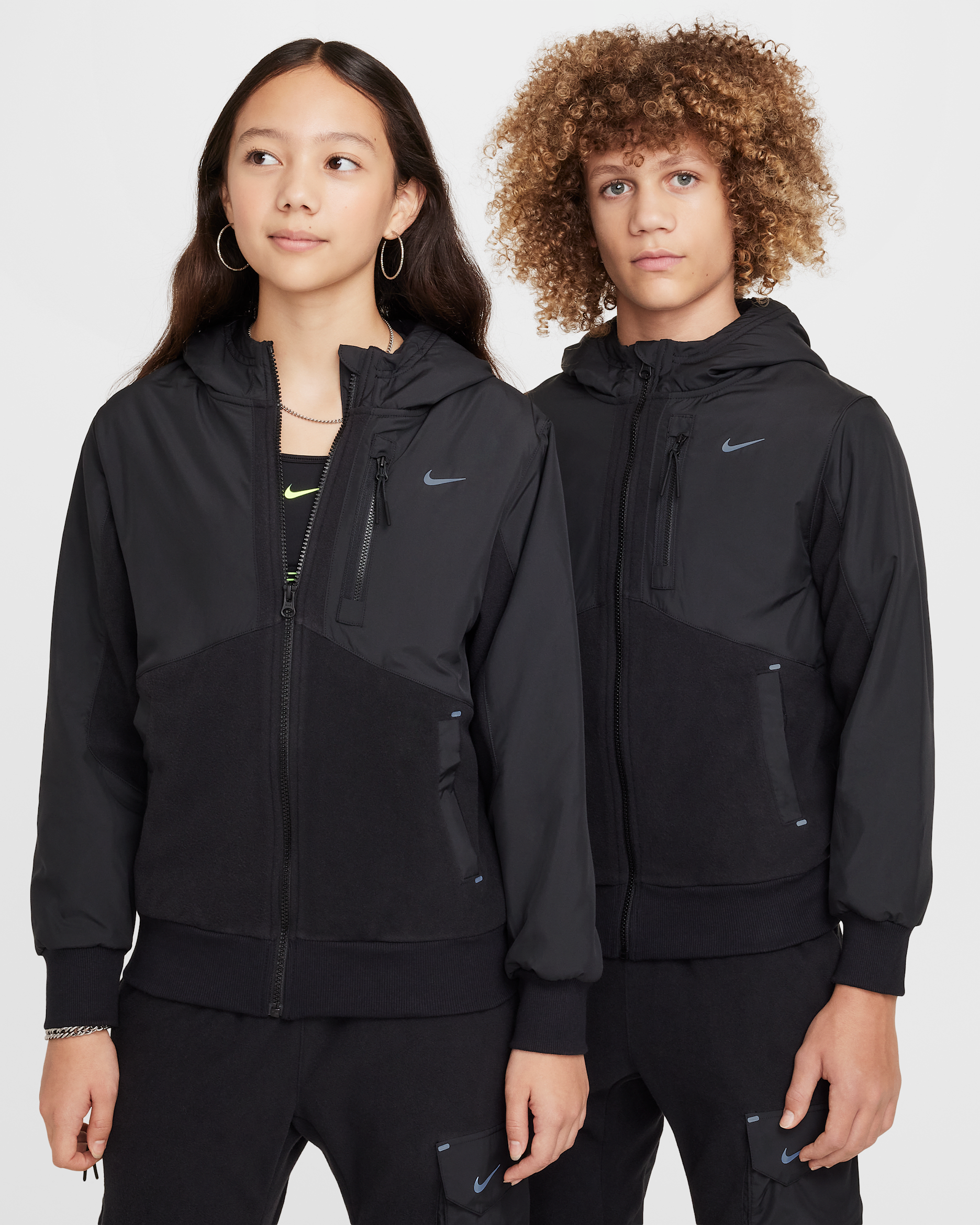 Nike Sportswear City Utility EasyOn Big Kids' Therma-FIT Winterized Jacket - Black/Anthracite/Black