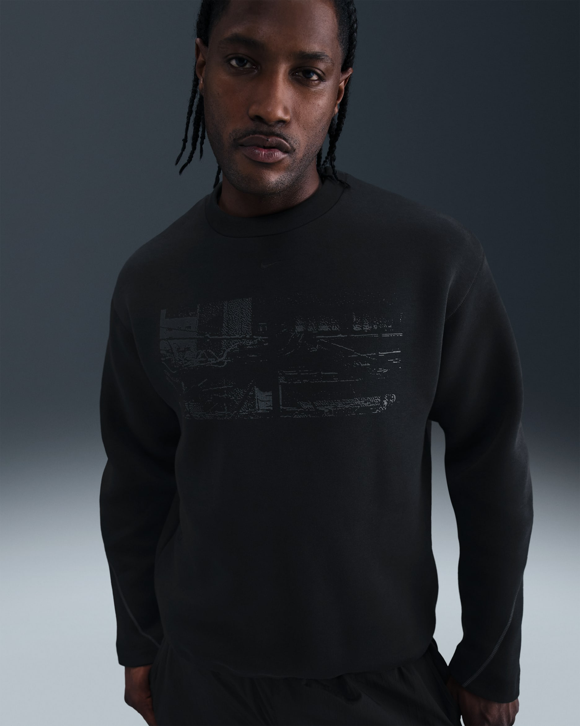 Sudadera de cuello redondo de tejido Fleece con detalles reflejantes para hombre Nike Tech - Negro/Negro