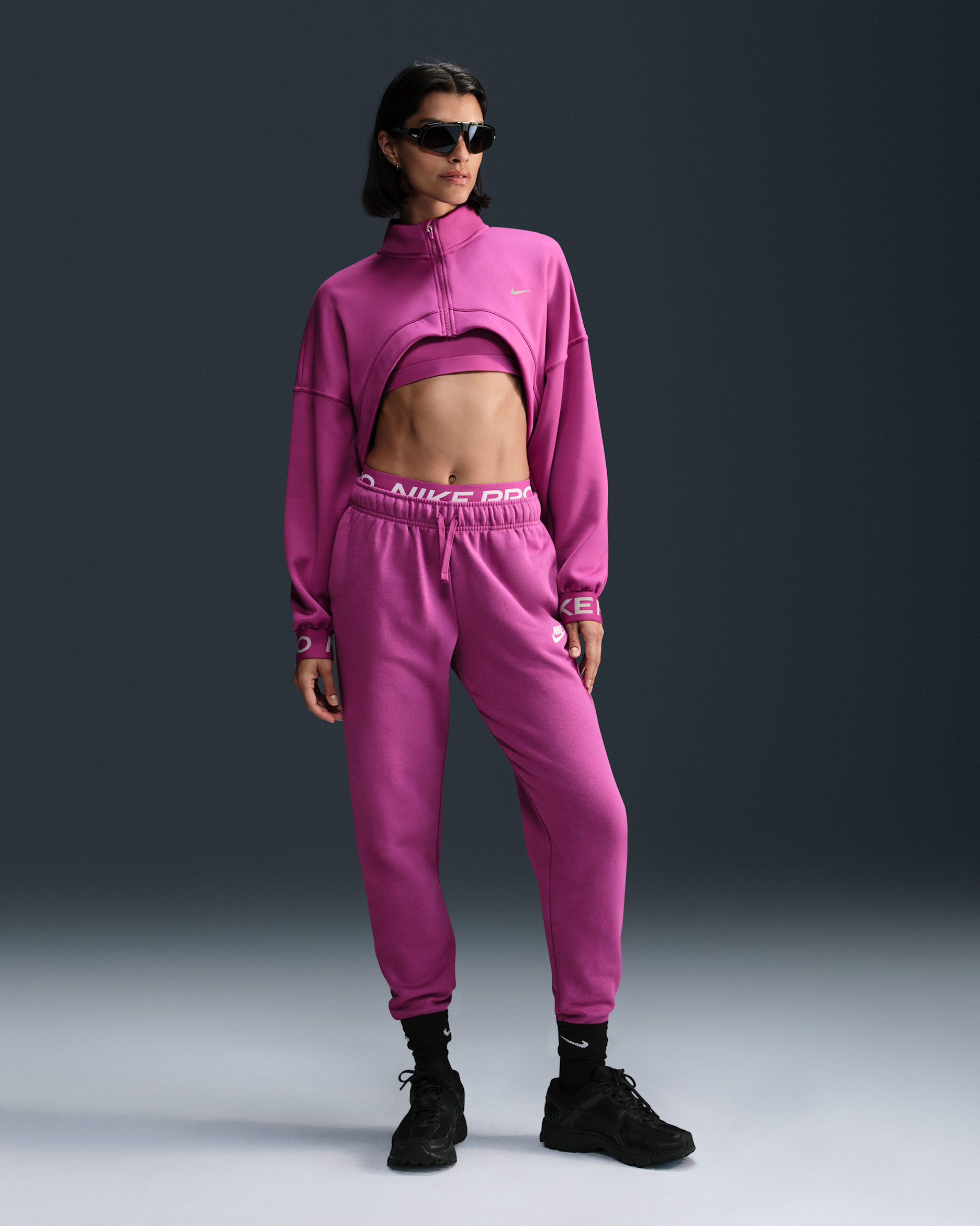 Nike Sportswear Club Fleece Women's Mid-Rise Joggers - Hot Fuchsia/White