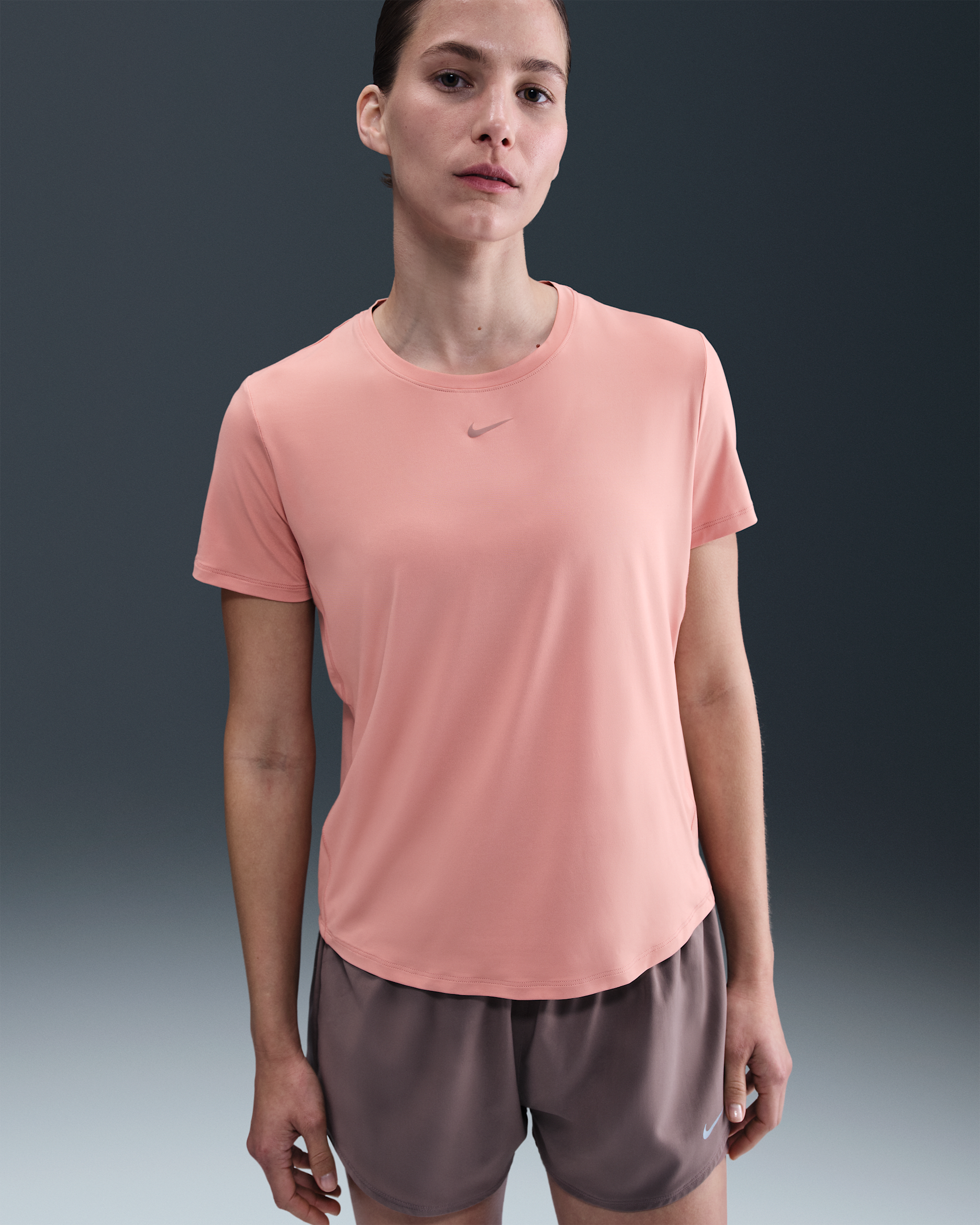 Nike One Classic Women's Dri-FIT Short-Sleeve Top - Rust Pink/White