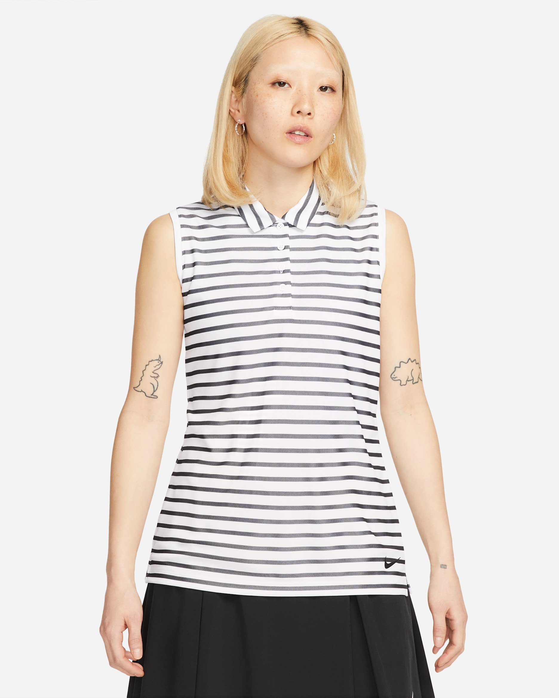 Nike Dri-FIT Victory Women's Striped Sleeveless Golf Polo - White/Black