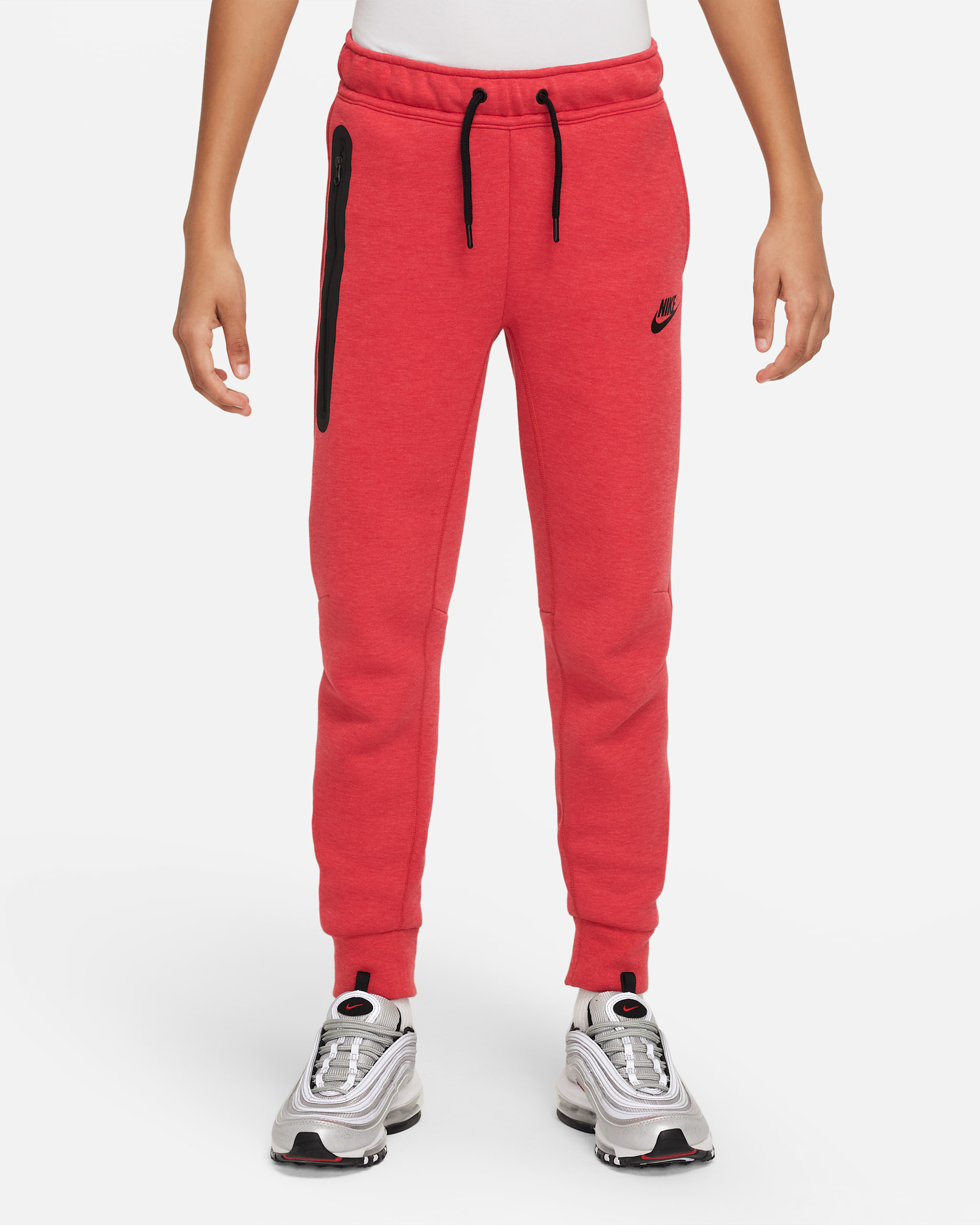 Nike Sportswear Tech Fleece Big Kids' (Boys') Pants - Light University Red Heather/Black/Black