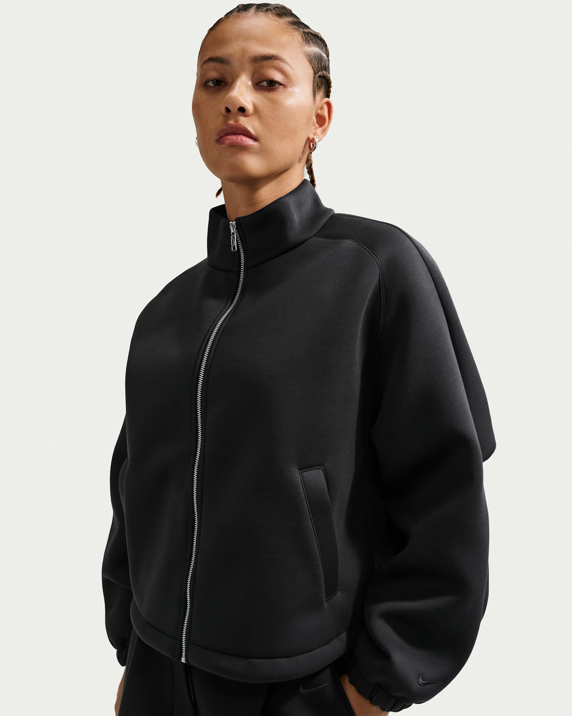 Nike Sportswear Oversize-Fleece-Trainingsjacke (Damen) - Schwarz/Schwarz