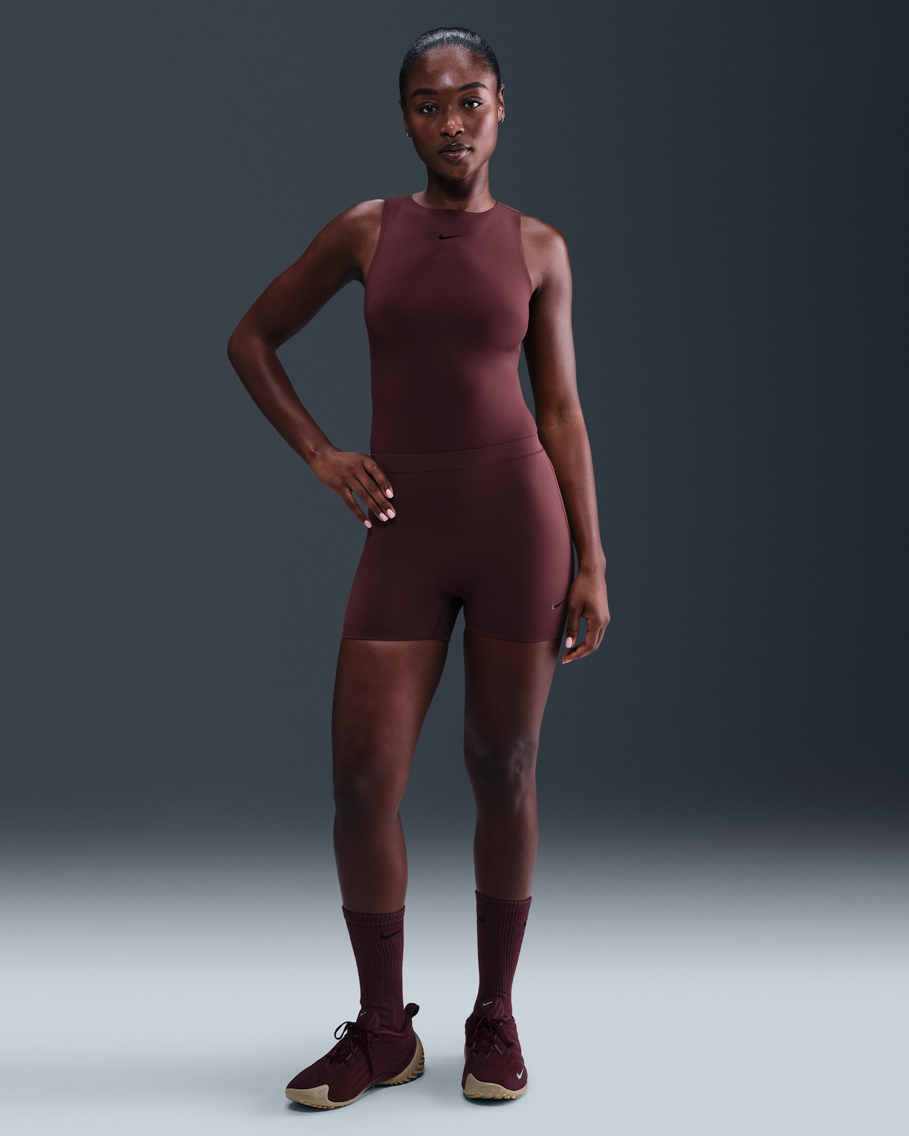 Nike Form Women's Tank Bodysuit - Burgundy Crush/Burgundy Ash