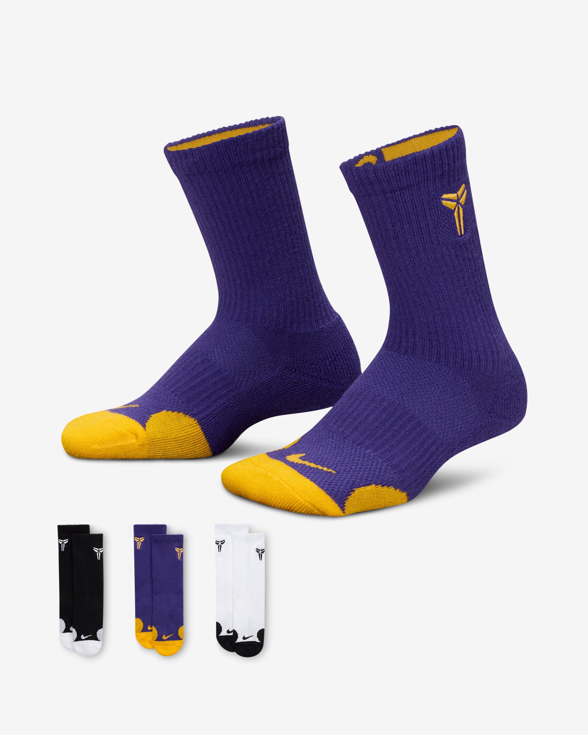 Calcetines largos para niños talla pequeña Kobe Dri-FIT - Morado