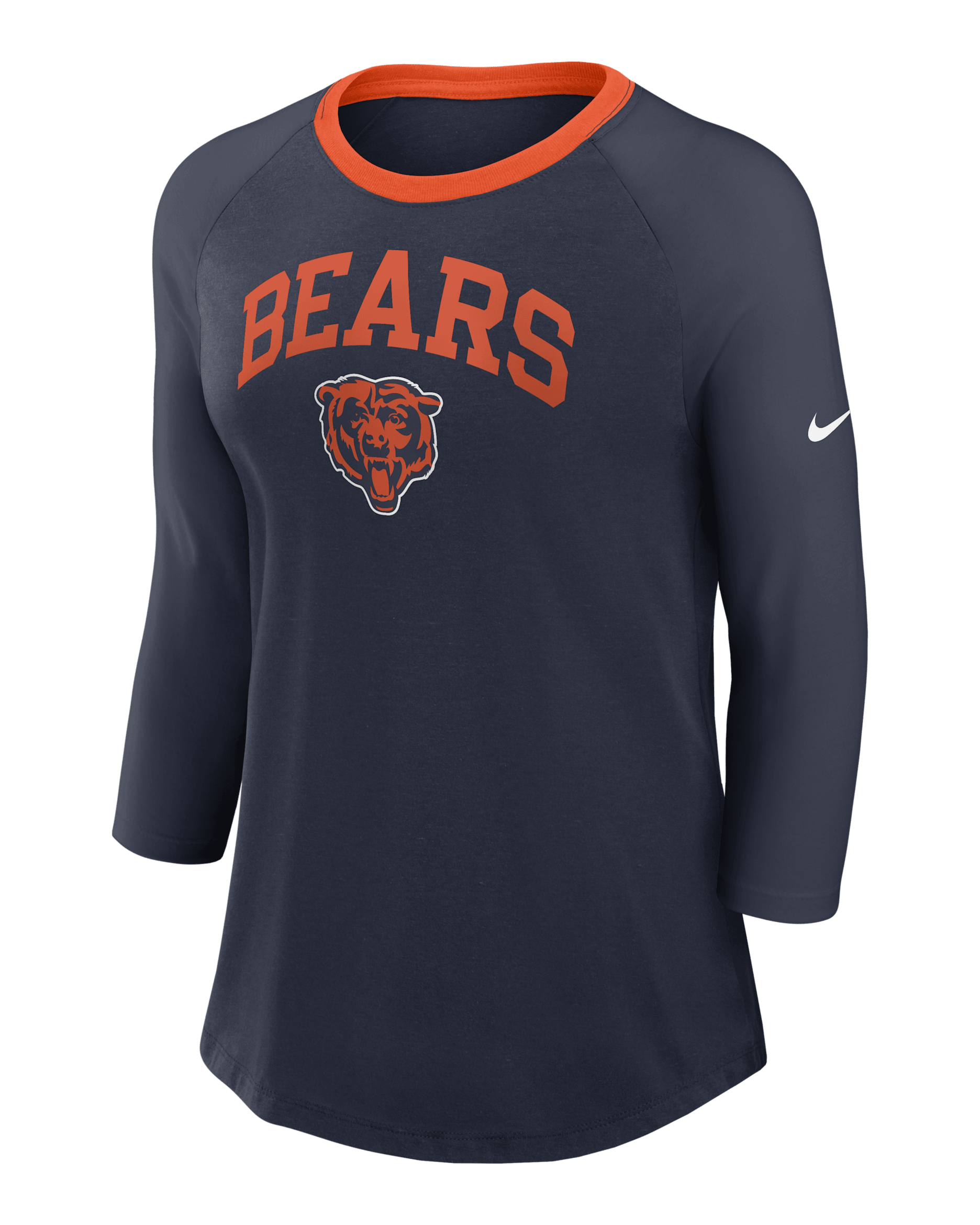Playera de manga ¾ Nike de la NFL para mujer Chicago Bears - Azul marino