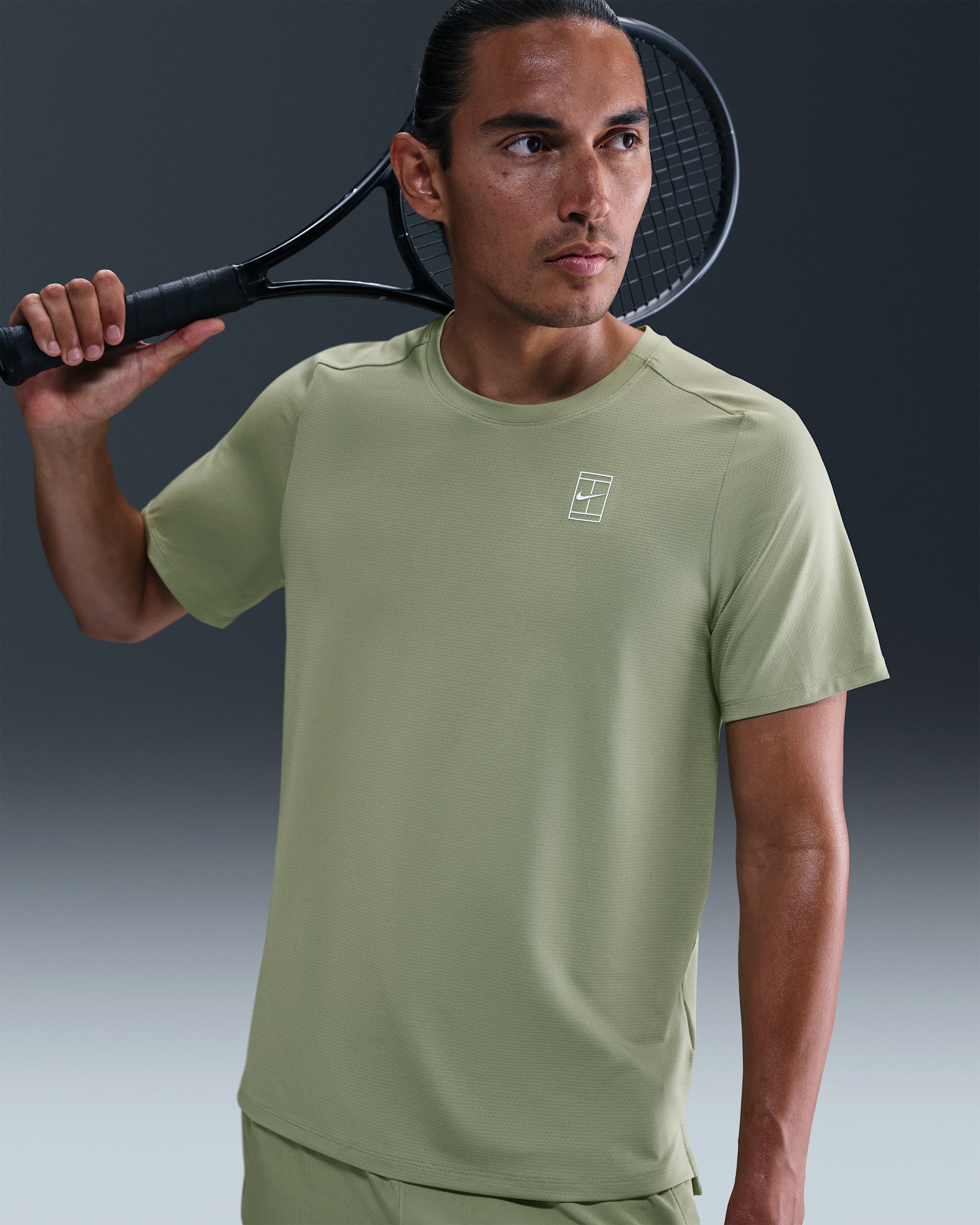 NikeCourt Advantage Men's Dri-FIT Tennis Top - Oil Green