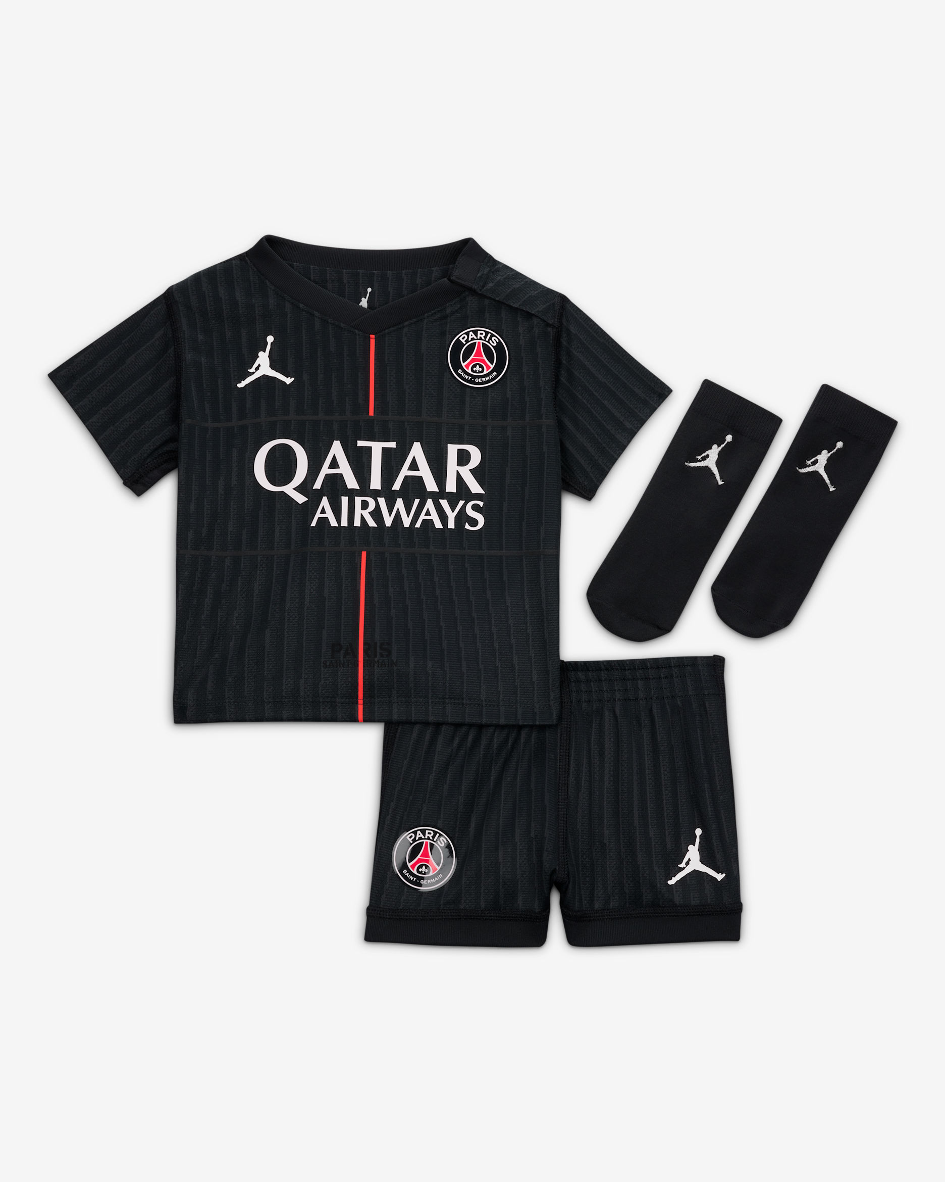 Paris Saint-Germain 2025/26 Stadium Fourth Baby/Toddler Jordan Football Replica 3-Piece Kit - Off-Noir/Black/Pearl Pink