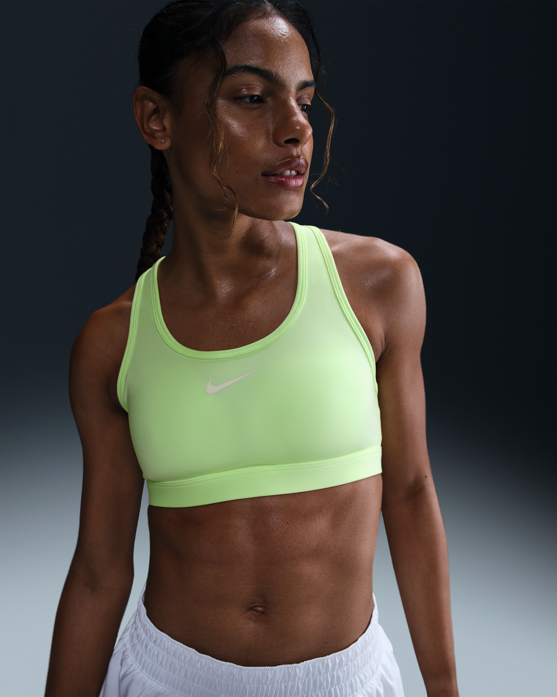 Nike Swoosh Medium-Support Women's Padded Sports Bra - Barely Volt/White