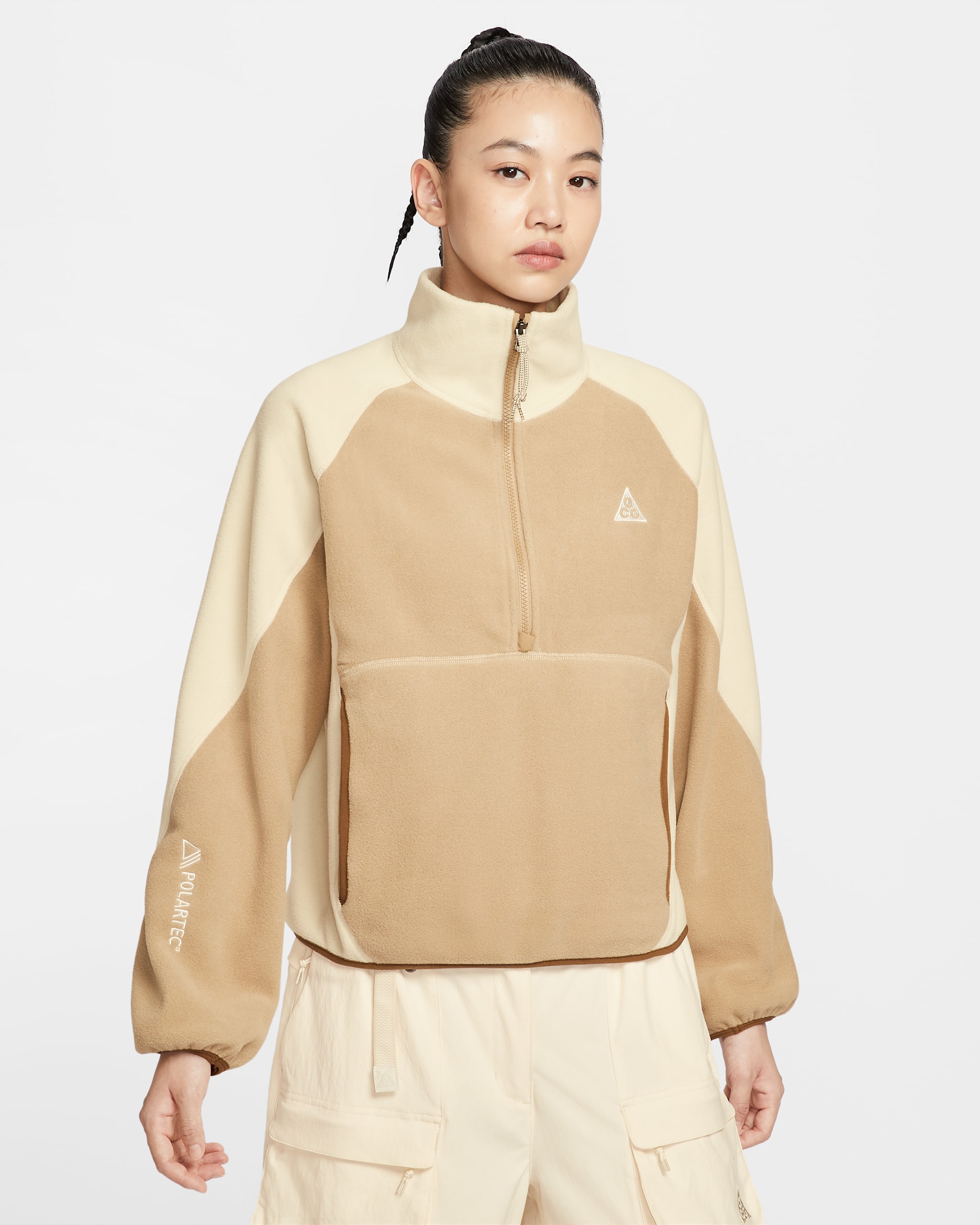 Nike ACG "Wolf Tree" Women's 1/2-Zip Top - Parachute Beige/Light Khaki/Mosswood Brown/Summit White