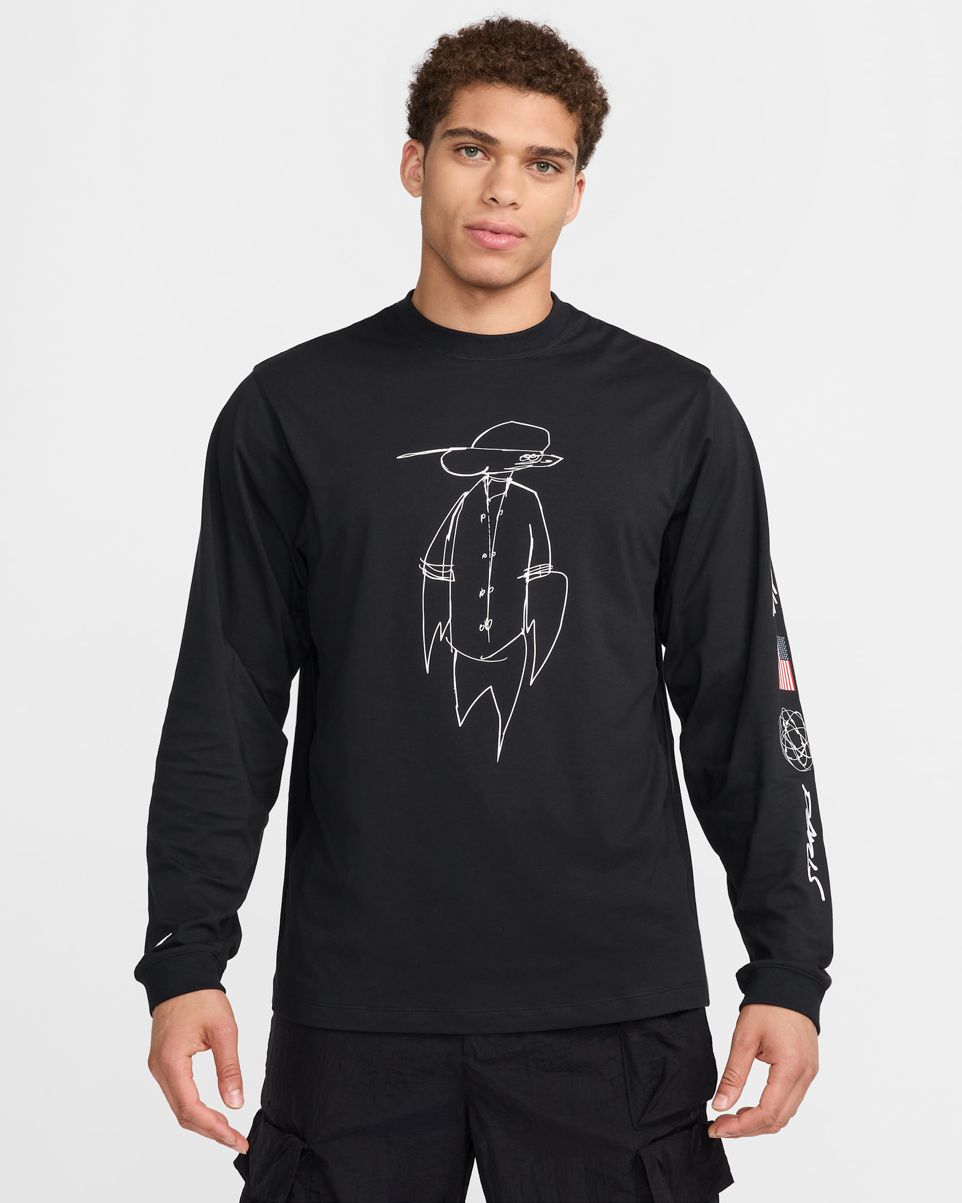USA メンズ ナイキ Dri-FIT ADV ロングスリーブ トップ - ブラック/ホワイト