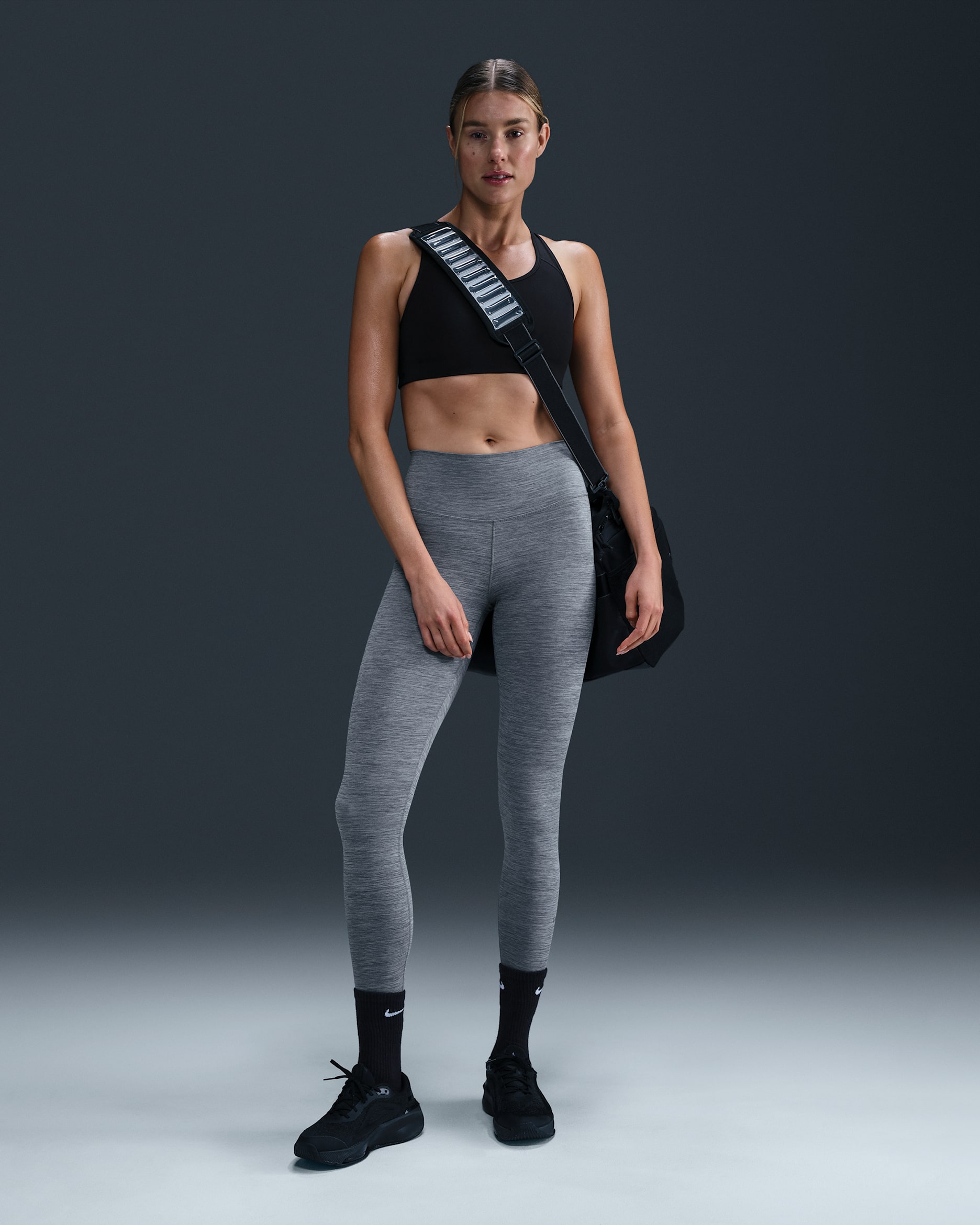 Γυναικείο ψηλόμεσο κολάν με κανονικό μήκος Nike One - Smoke Grey/Heather/Μαύρο