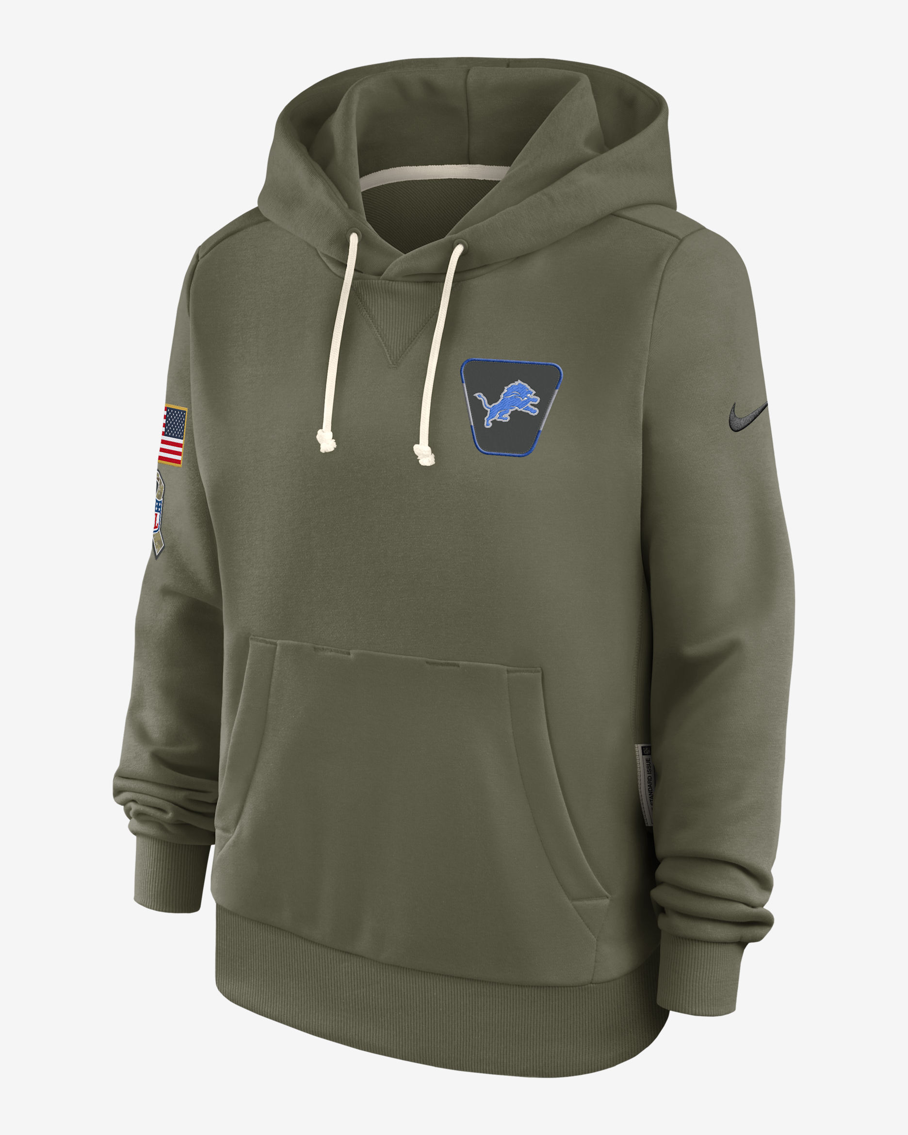 Detroit Lions Salute to Service Sideline Women's Nike Dri-FIT NFL Pullover Hoodie - Olive