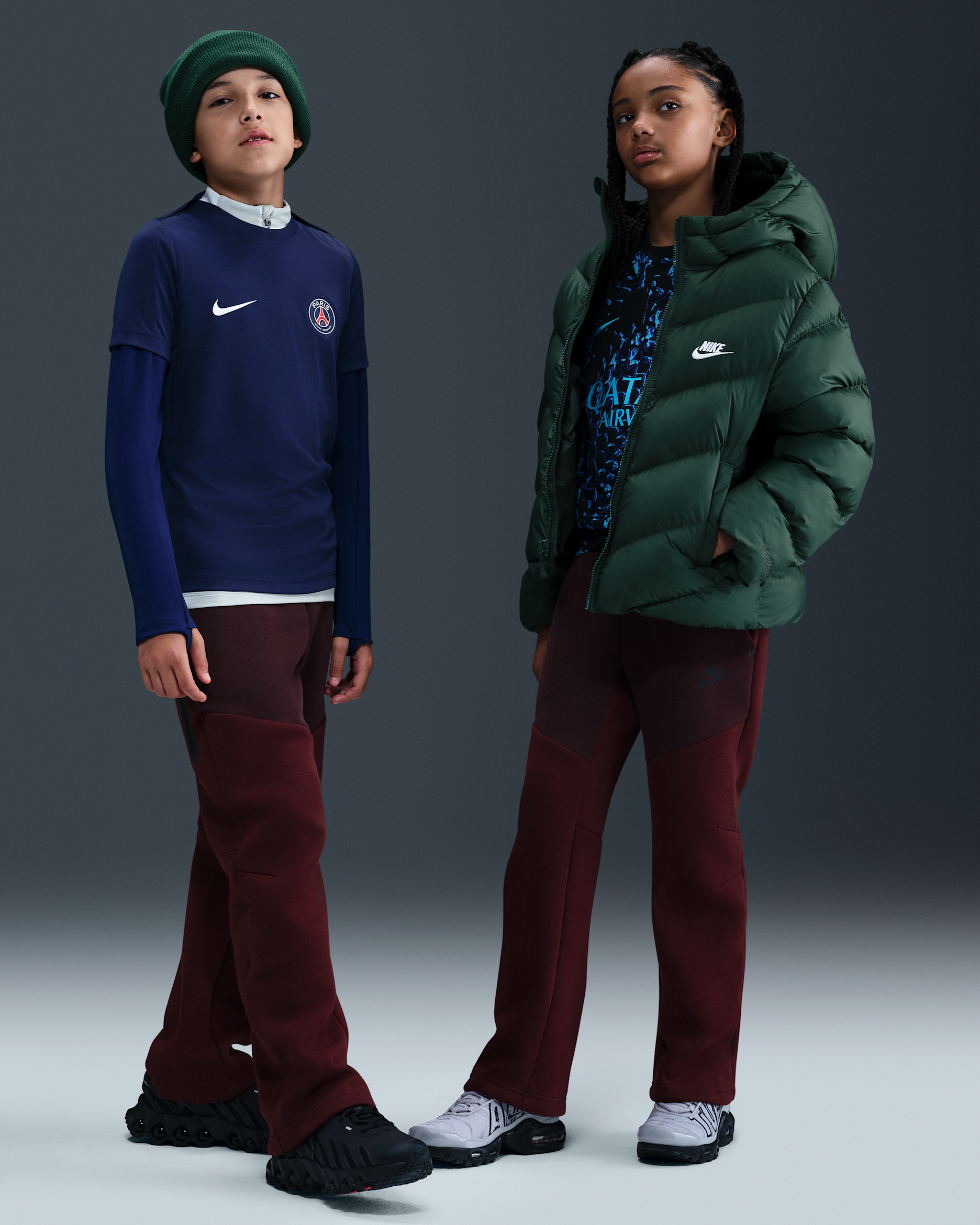 Nike Sportswear Tech fleecebukse med åpen fald til store barn (gutt) - Dark Team Red/Svart/Svart