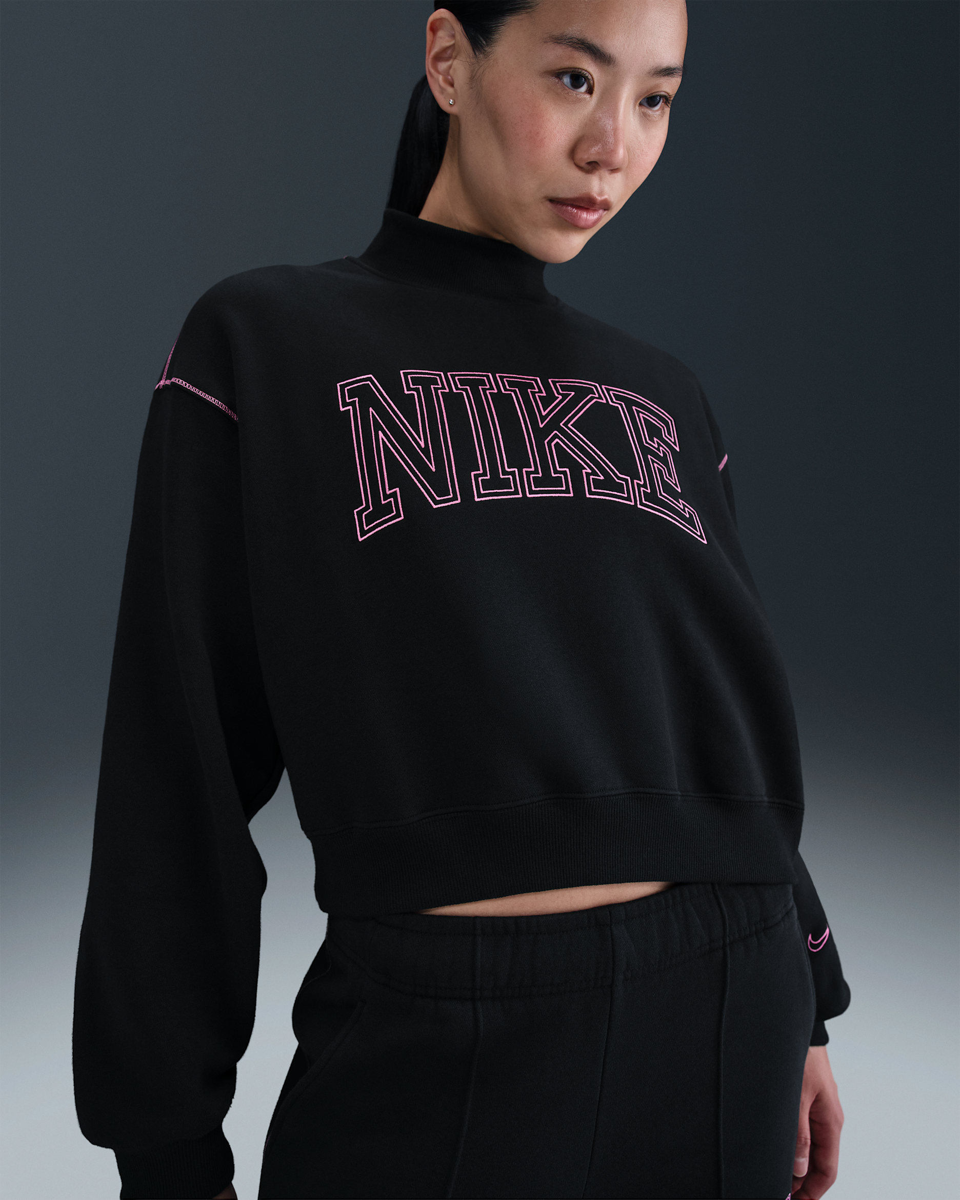 Nike Sportswear Phoenix Fleece Women's Mock-Neck Sweatshirt - Black