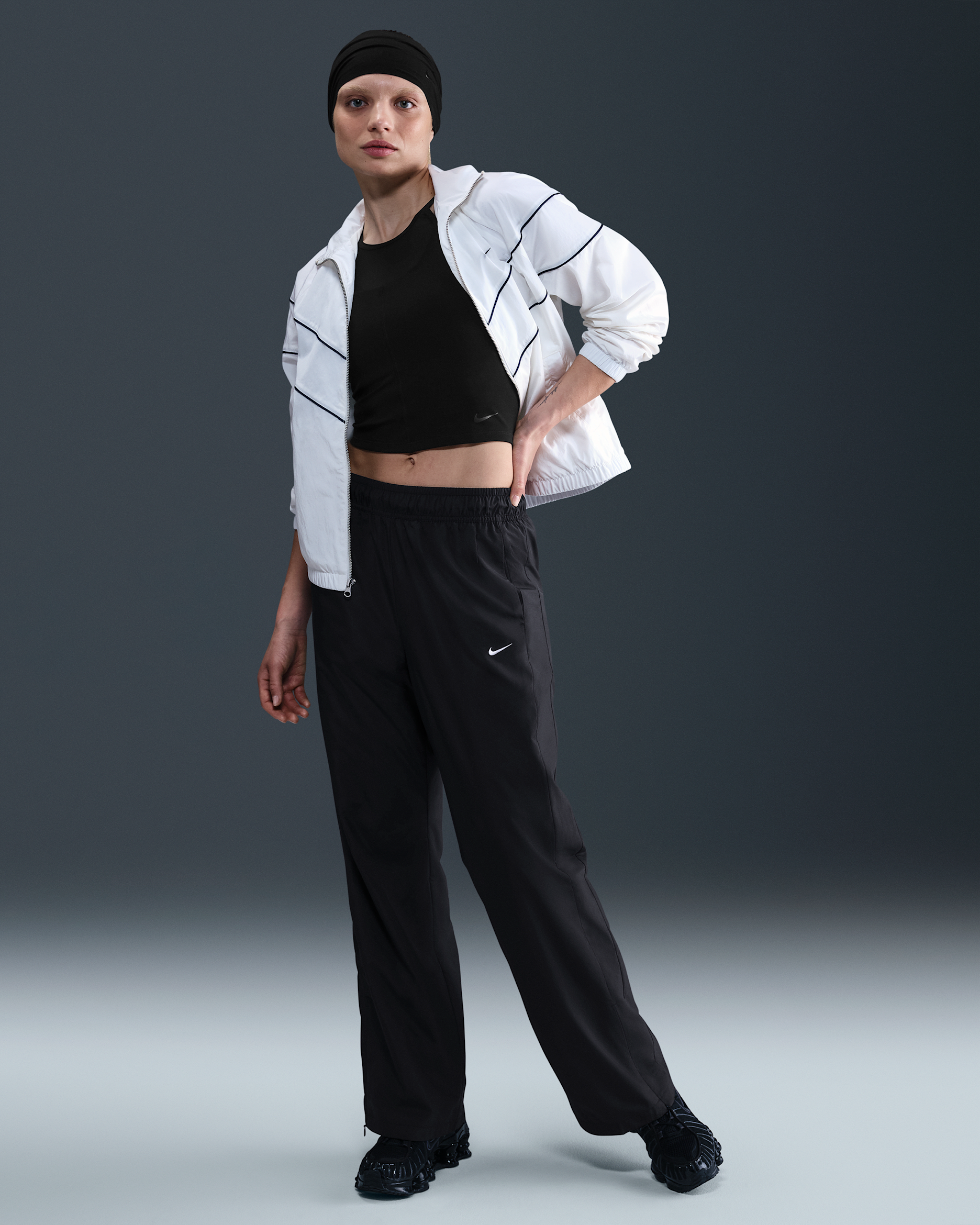Nike Sportswear Classic Women's Mid-Rise Open-Hem Trousers - Black/Sail