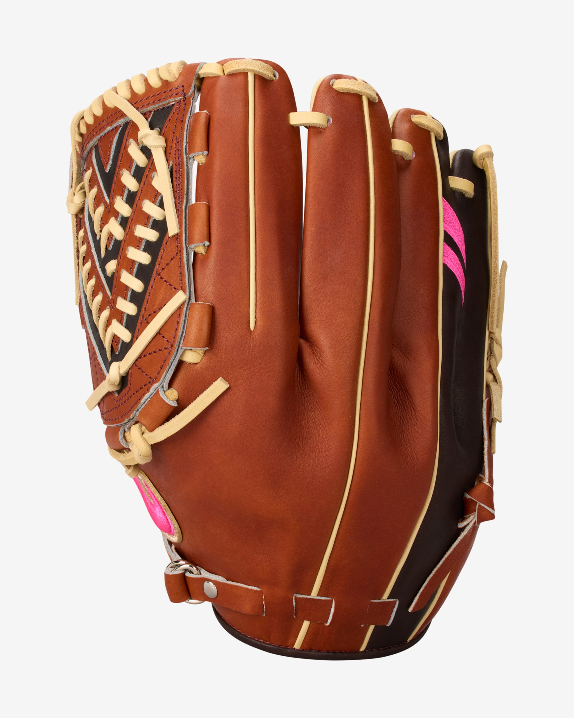 Nike SHA|DO Elite J Series Baseball V-Web Fielding Glove (Left-Handed Throw) - Pueblo Brown/Alabaster/Pink